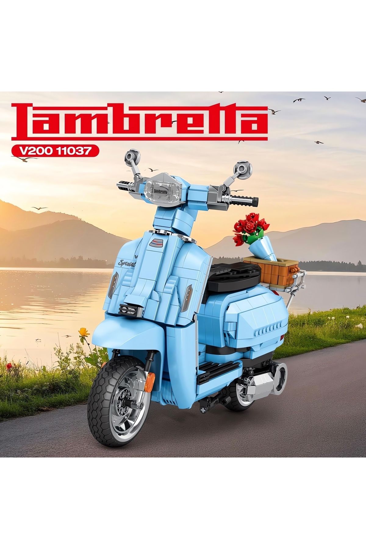 REOBRIX-Lambretta V200 Scooter, Technical Block Building Kit (1169 Pieces) 3