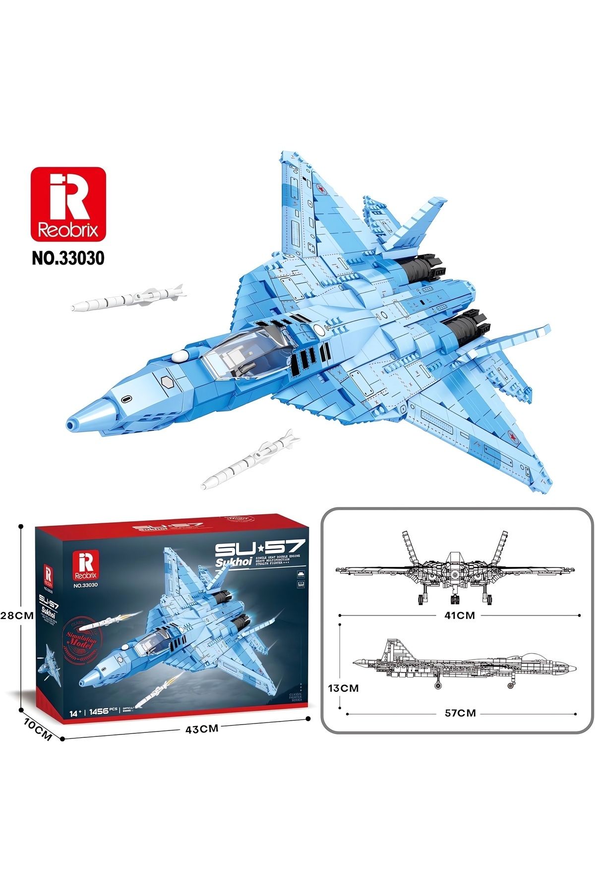 REOBRIX-Su-57 Fighter, Technical Block Building Kit (1456 Parts) 2
