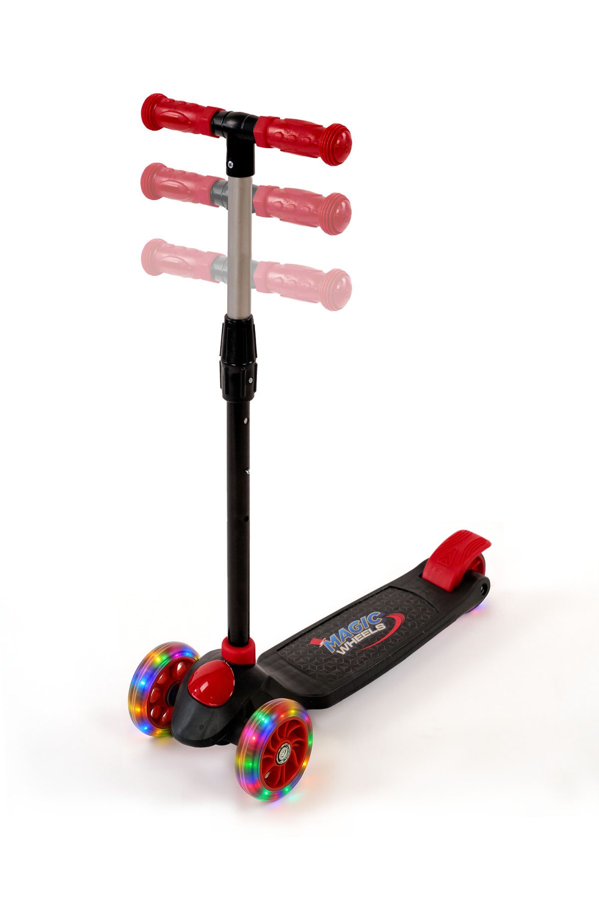 BRN Oyuncak Frenli Denge Katlanabilir Led Işıklı 3 Üç Tekerlekli Yükseklik Ayarlı Magic Twist Çocuk Scooter