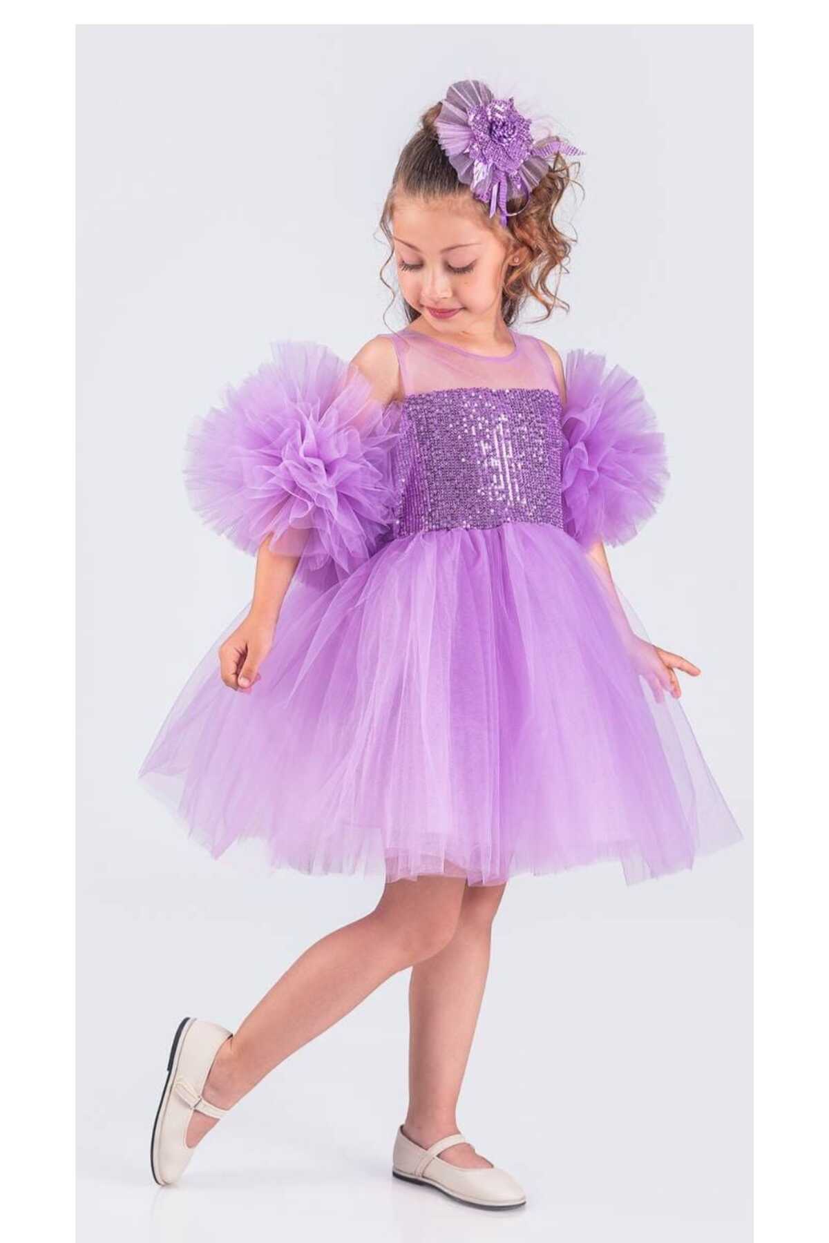 Pompom Sequined Girl Tutu Evening Dress, Dress, Wedding