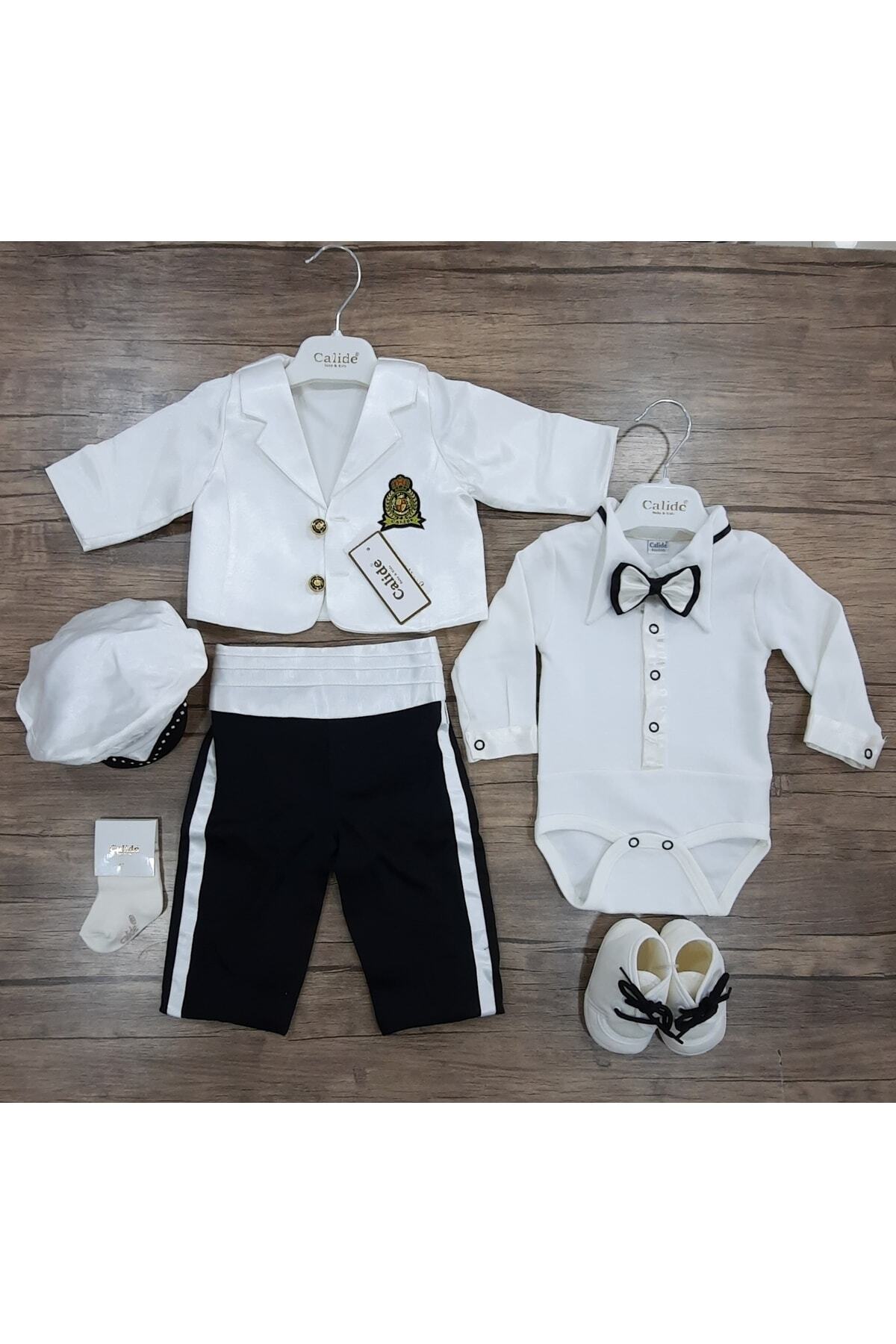 Calide Baby&Kids Erkek Bebek Mevlüt Takımı - Ceketli & Şapkalı - Özel Gün Kıyafeti - 7'li Set fotoğrafı 4 (önizleme)