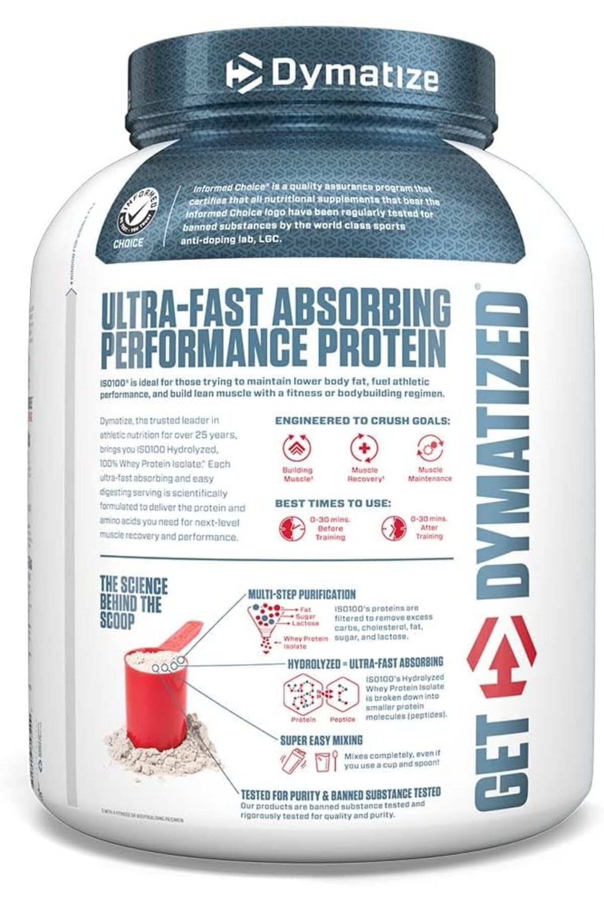 Dymatize-بروتين مصل اللبن المعزول المائي ISO 100، بنكهة الكوكيز والكريمة، 5 رطل 2