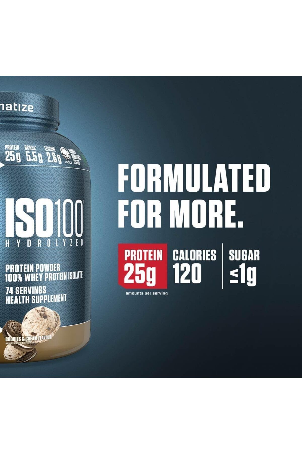 Dymatize-بروتين مصل اللبن المعزول المائي ISO 100، بنكهة الكوكيز والكريمة، 5 رطل 3