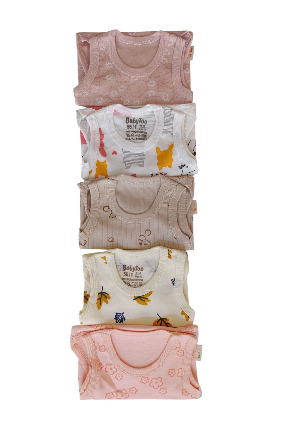 Babytoo %100 Organik Pamuklu 5'li Kız bebek Çıtçıtlı Body Zıbın