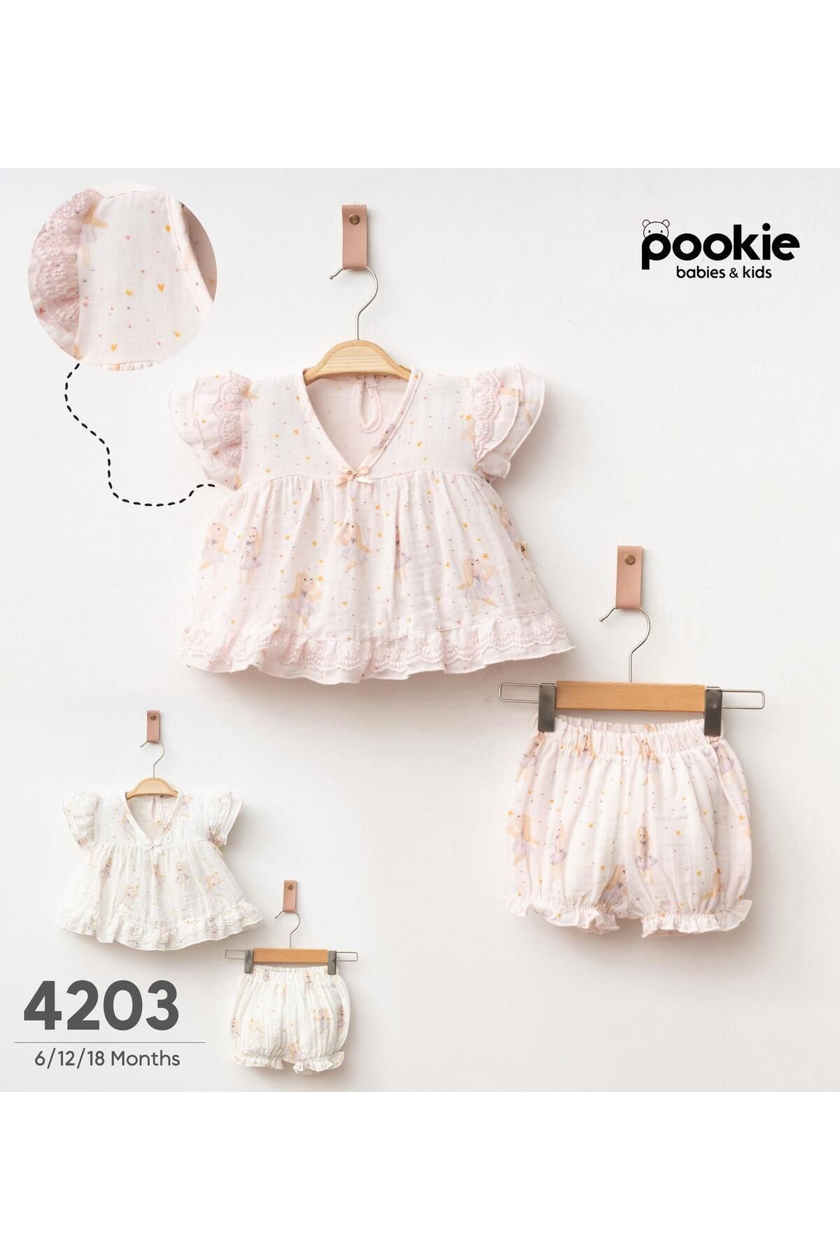 PARPIR BABIES KIDS Bunny Müslin 2'li Bebek Takımı Beyaz