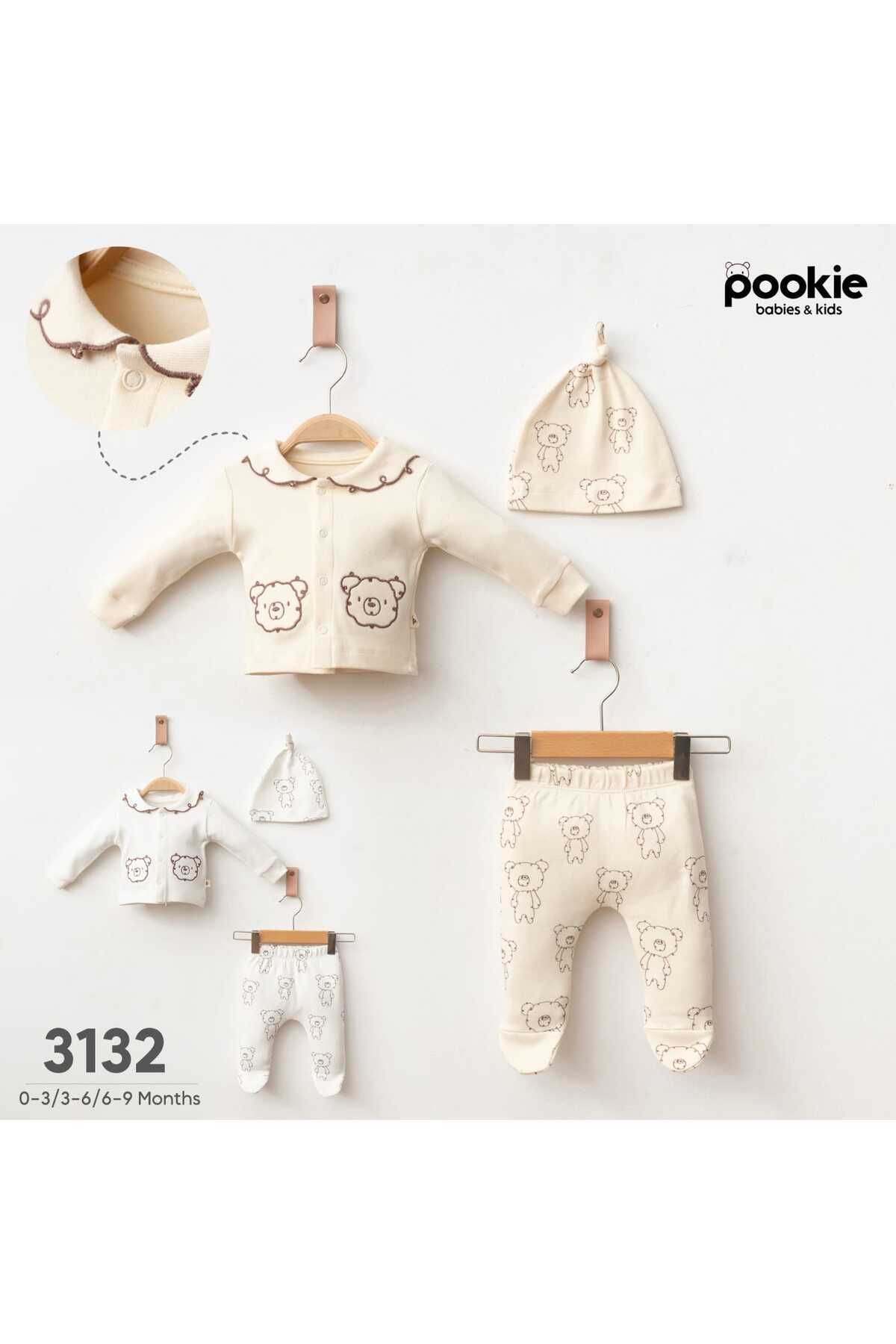 PARPIR BABIES KIDS Ayıcıklı 3'lü Erkek Takım Bej