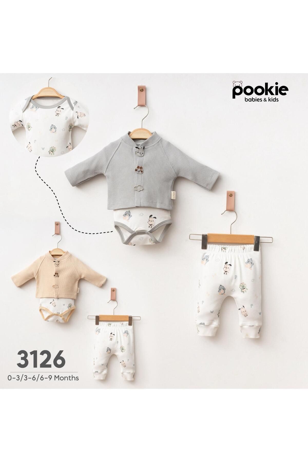 PARPIR BABIES KIDS Karnaval Waffle 3'lü Erkek Takım Bej