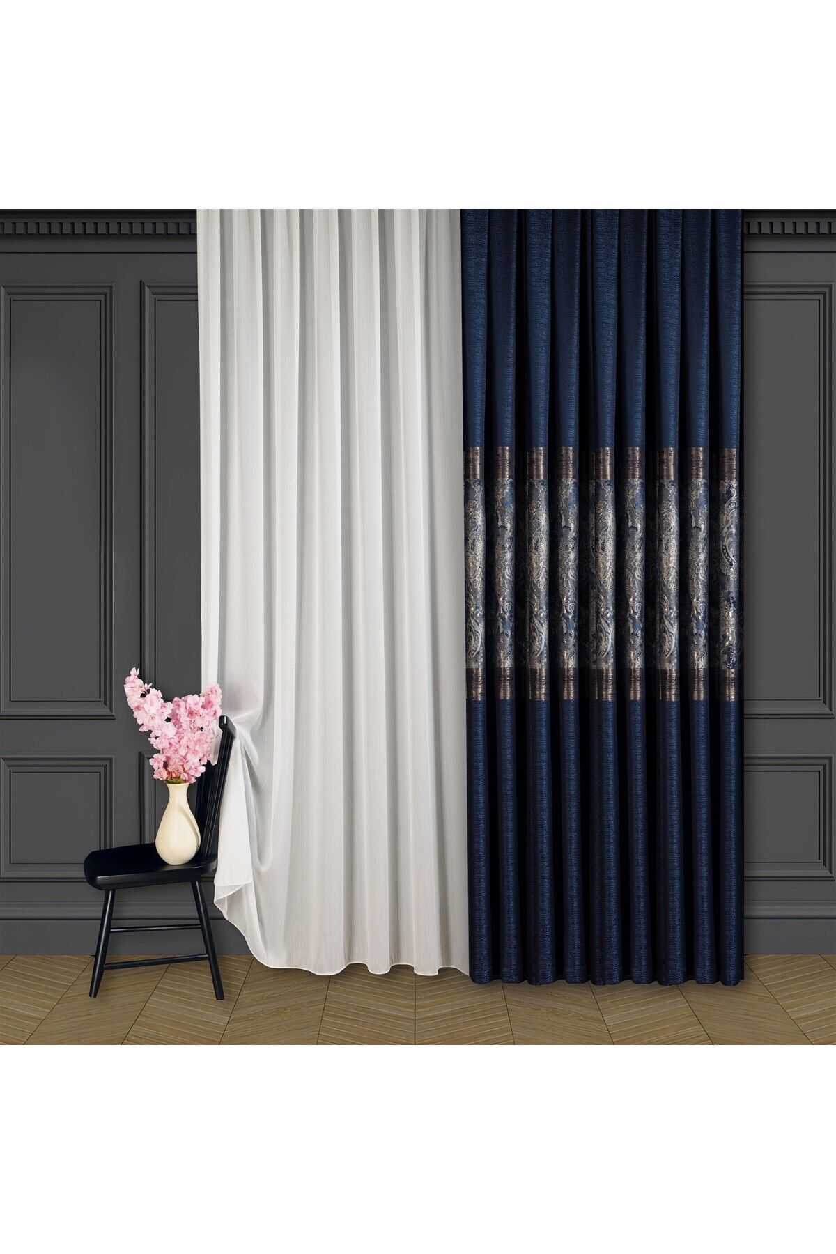 Evim-1/3 Close Pleat Bamboo Does Not Want Ironing Does Not Open Plain Tulle Curtain 2