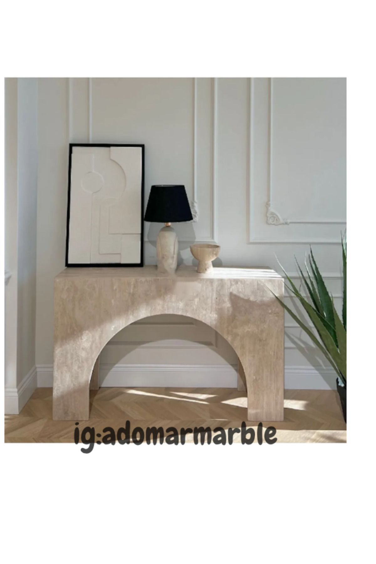 adomarmarblehandmadeandluxury ADOMAR Traverten Dresuar, Mermer Dresuar, Antre Dresuar, %100 Doğal Taş, Konsol Masası, Özel Ölçü