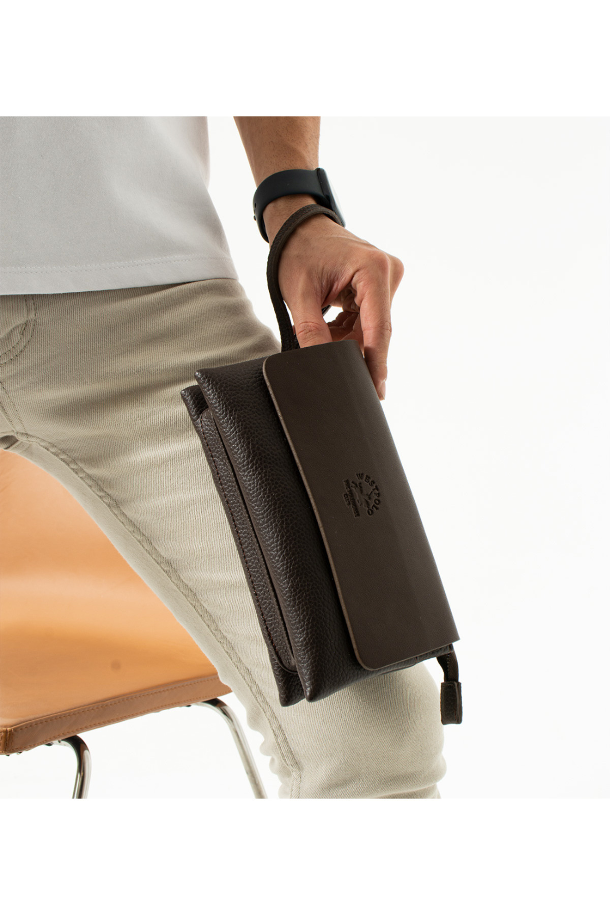 Westpolo Unisex Vegan Deri Mıknatıslı El Portföyü - Kahverengi görsel 6