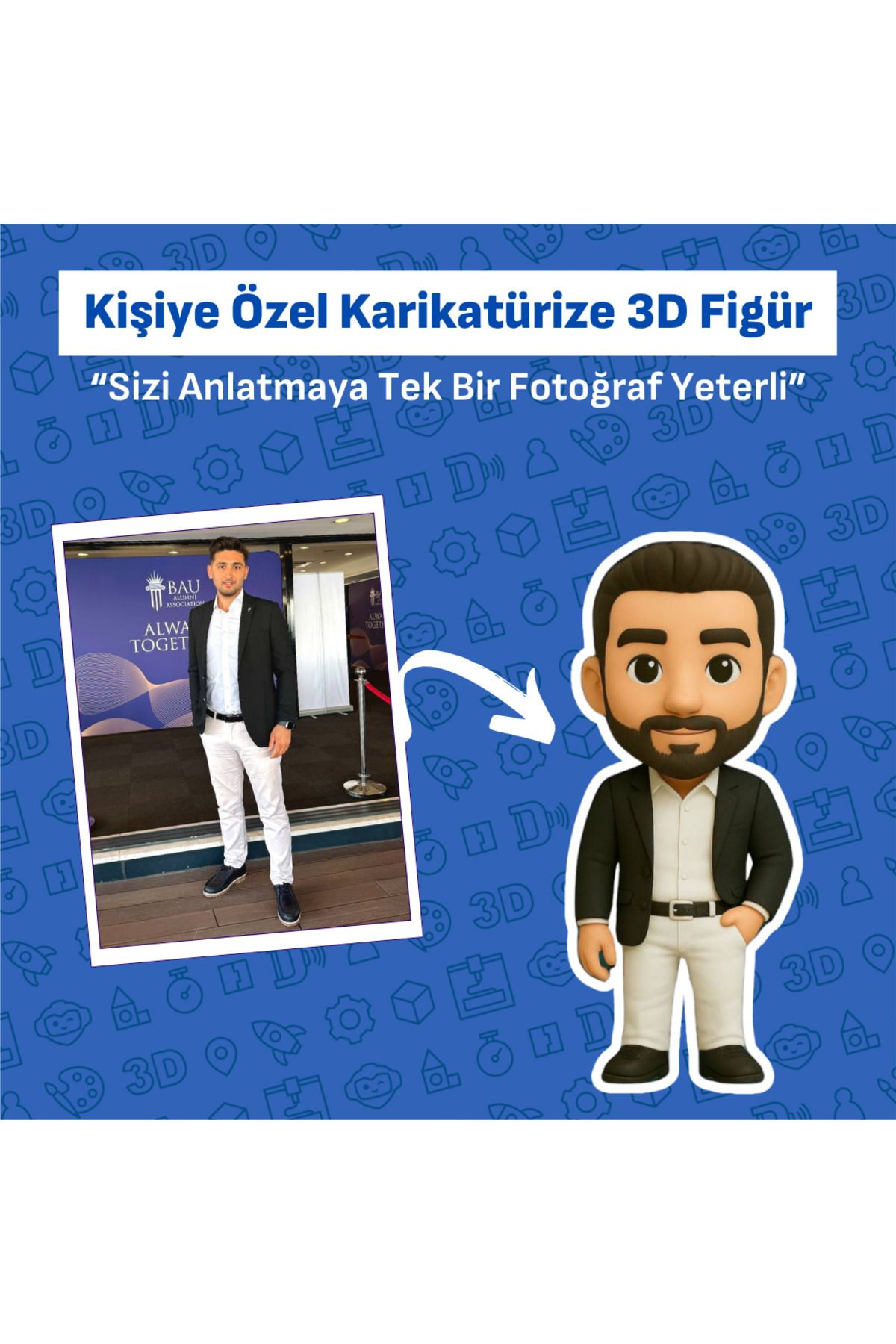 3Durak Kişiye Özel Karikatürize 3D Figür