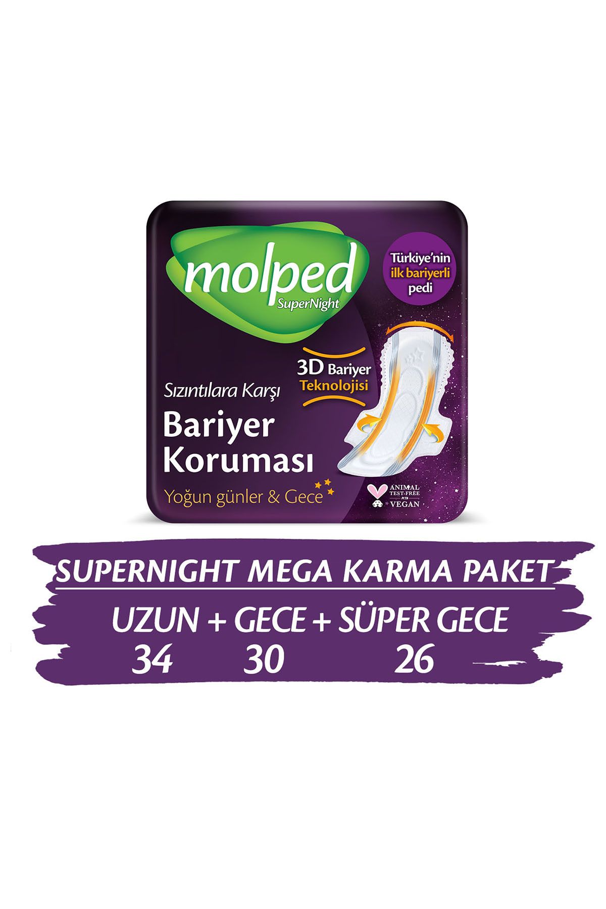 Molped Supernight Hijyenik Ped Karma Mega Fırsat Paketi 90 Adet