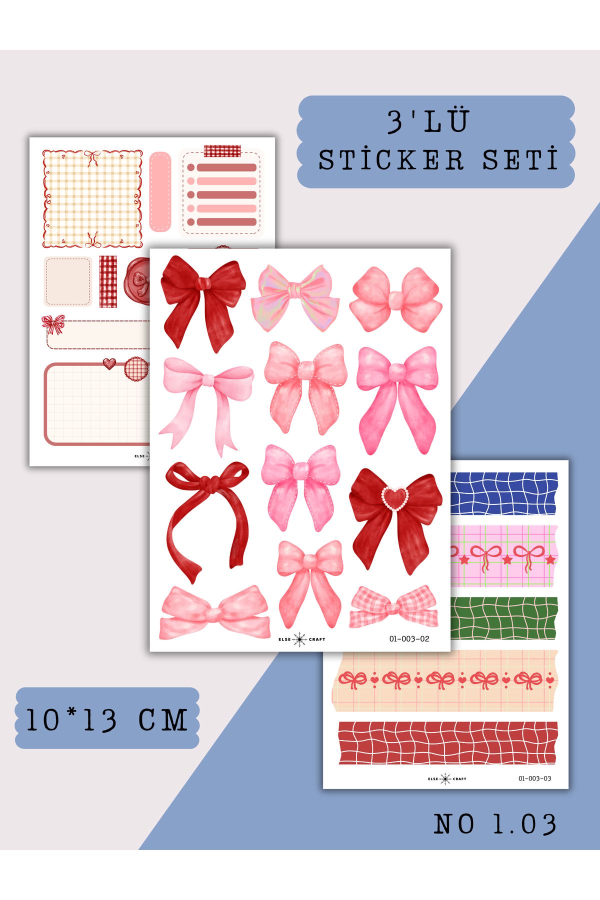 Else Craft 3'lü Kurdele Temalı Sticker Seti No 1.03