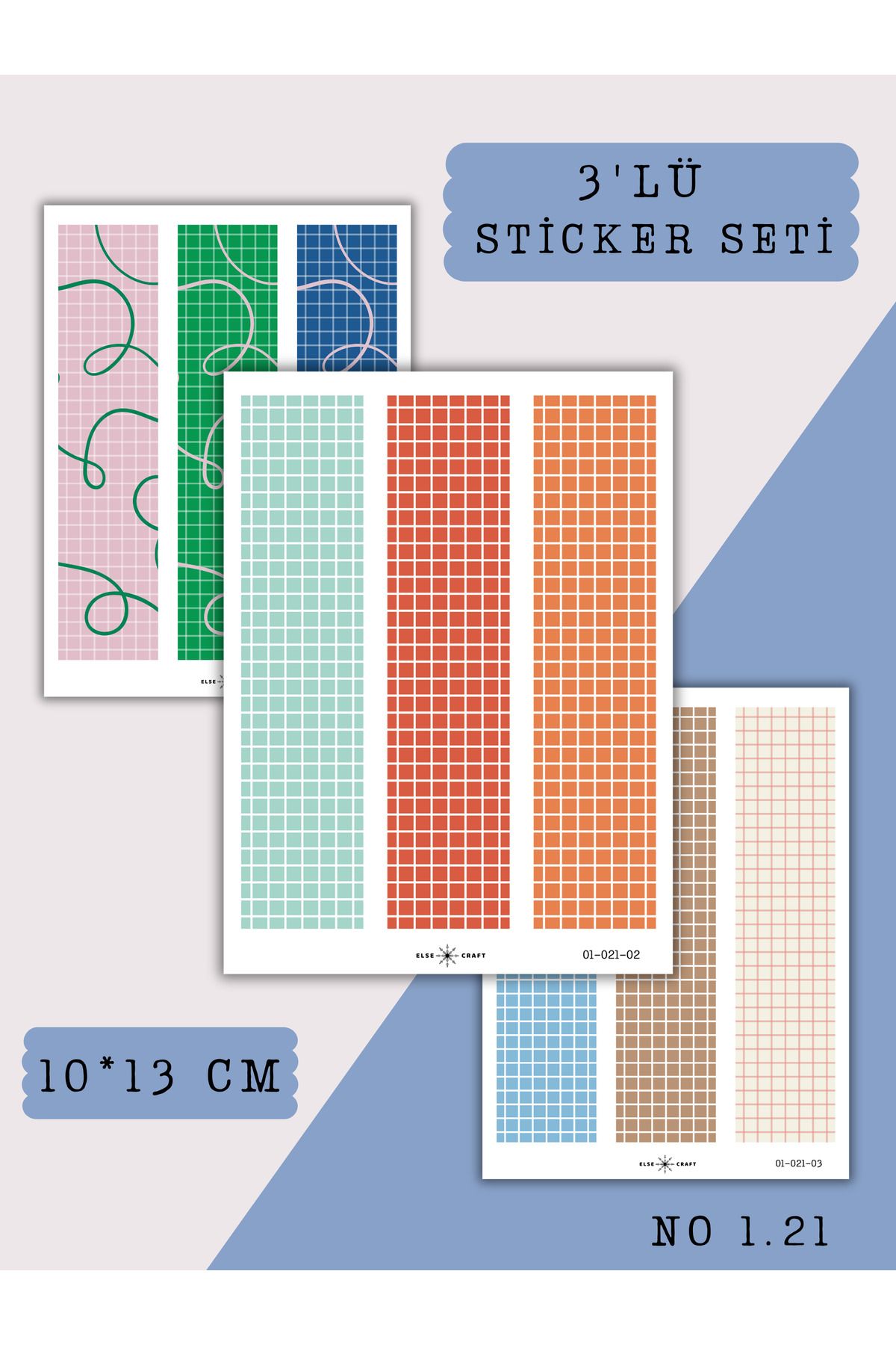 Else Craft 3'lü Washi Tape Kareli Temalı Sticker Seti No 1.21