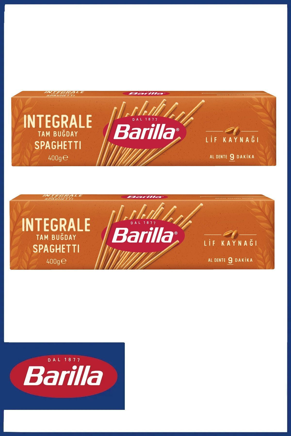 Barilla Tam Buğday Spagetti (Integrale Spaghetti) Makarna No.5 400 gr x 2 Adet