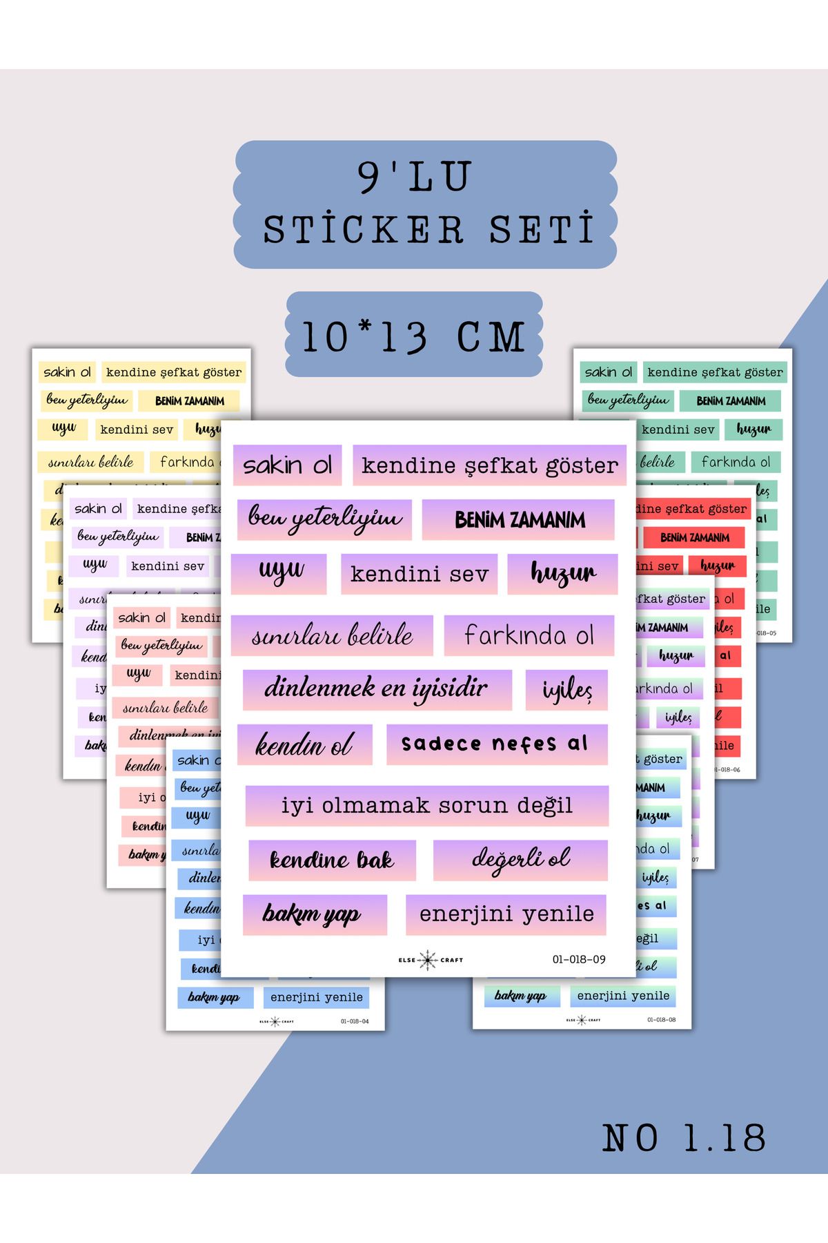 Else Craft 9'lu Kendine Bak Vintage Tonlar Temalı Sticker Seti No 1.18