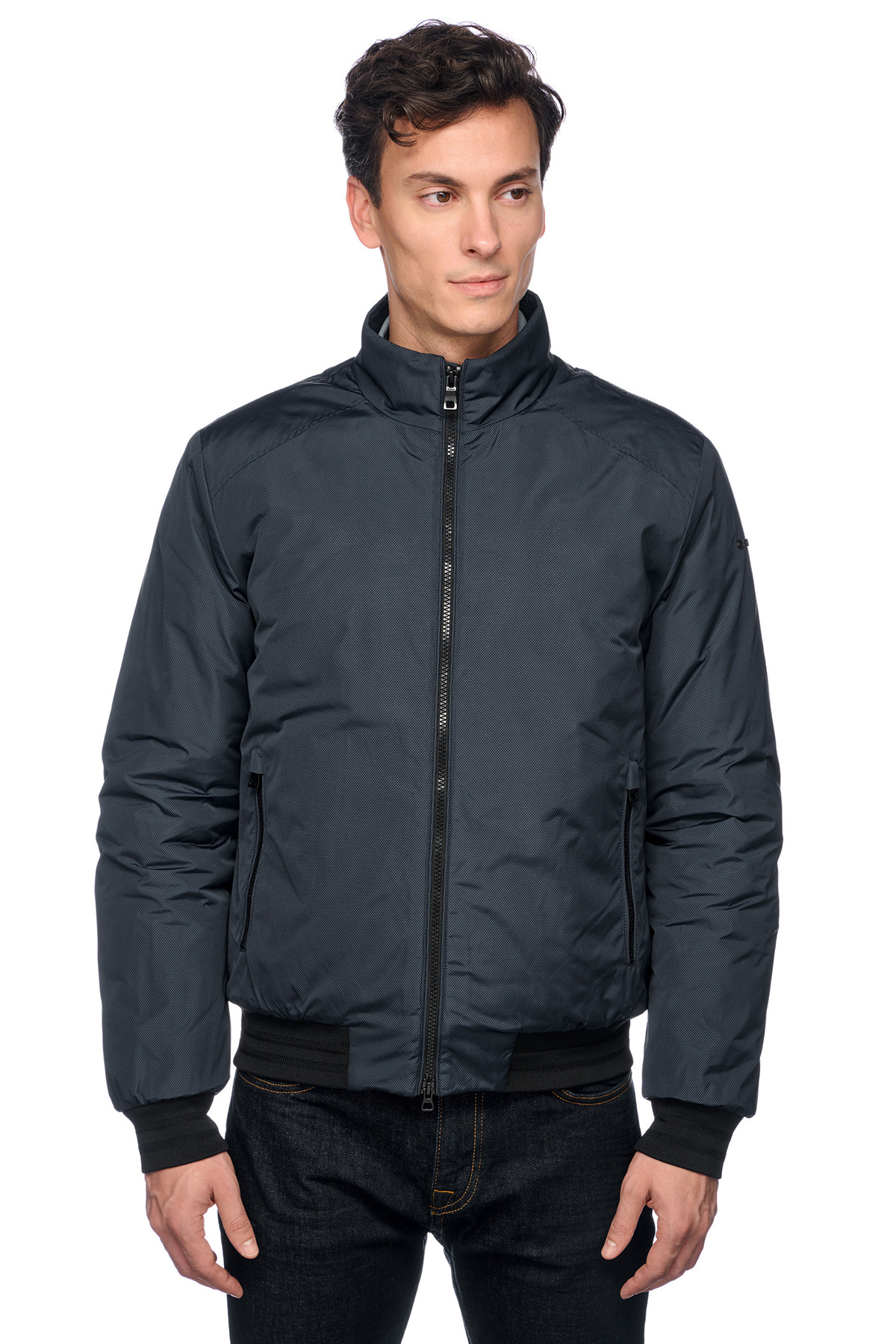 Geox-Men's Navy Blue m Vincit Zipper Coat M4620Jt3163F0388 2
