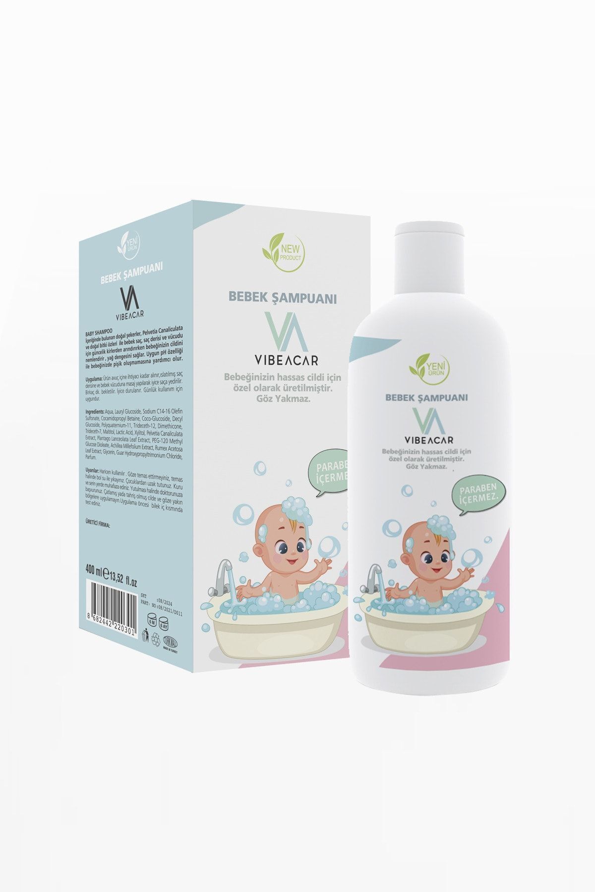VIBEACAR Göz Yakmayan Bebek Saç ve Vücut Şampuanı - Anti-Alerjik & Hassas Ciltler İçin - 400 ml fotoğrafı 4 (önizleme)