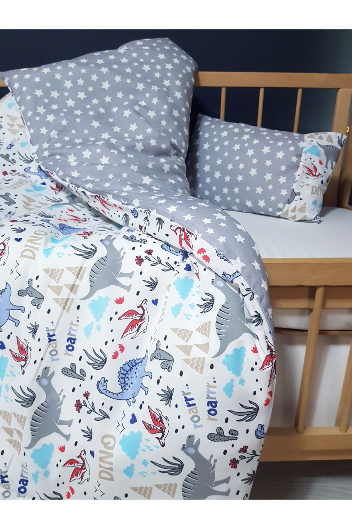 Baby Clime Çift Taraflı Bebek Nevresim Takımı - 95x135 Yorgan Kılıfı, Yastık Kılıfı, Çarşaf