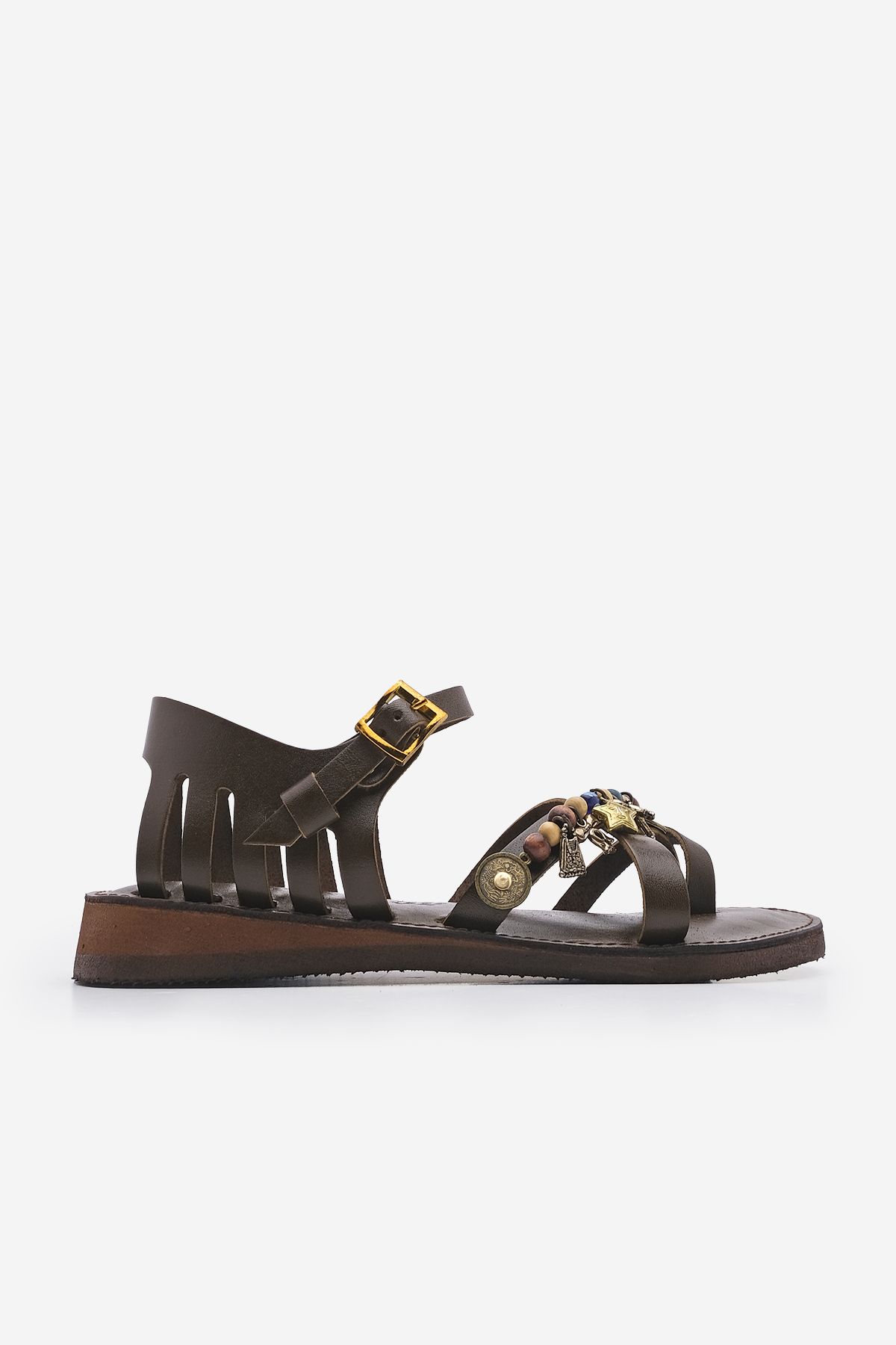 صندل چند رنگ زنانه انگشتان پایه چرمی Eva Daily Sandals Kitaz قهوه Marjin