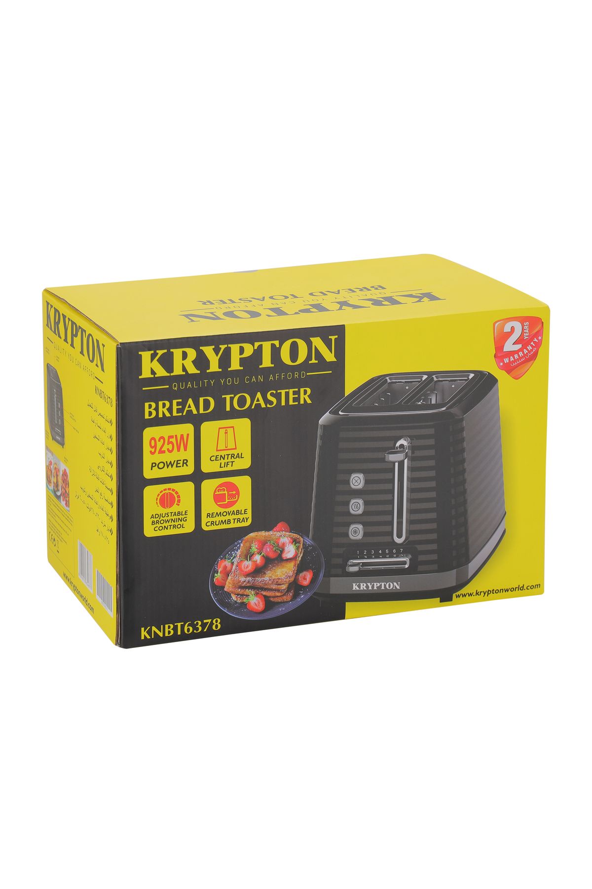 KRYPTON-2 Slice Bread Toaster – Auto Pop Up, 7 Browning Levels, Defrost Reheat Cancel, Crumb Tray 5