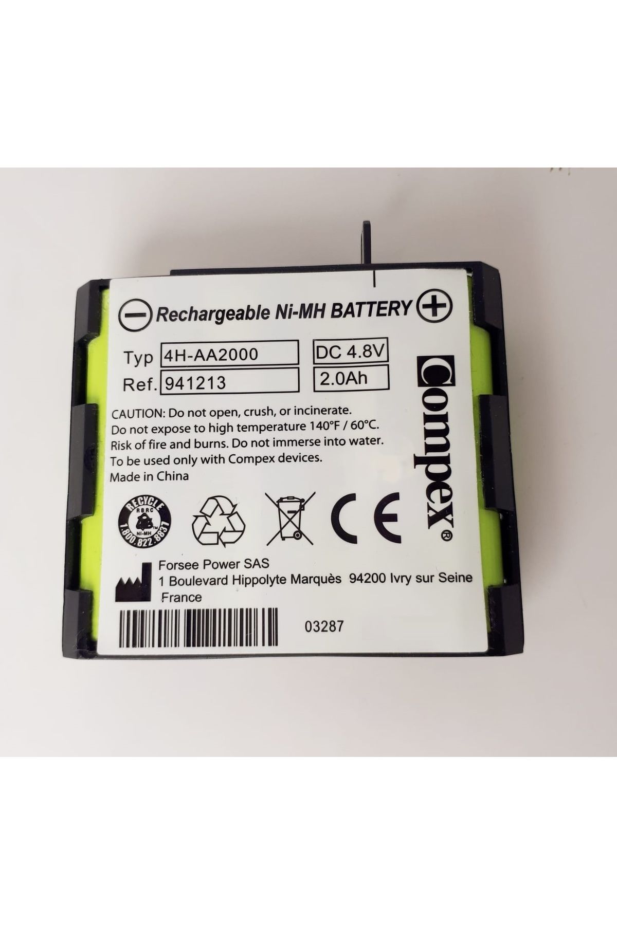Compex BATARYA 2.0 Ah 4.8V - 1 Pakette 4 Adet Çıtçıtlı Elektrot HEDİYE