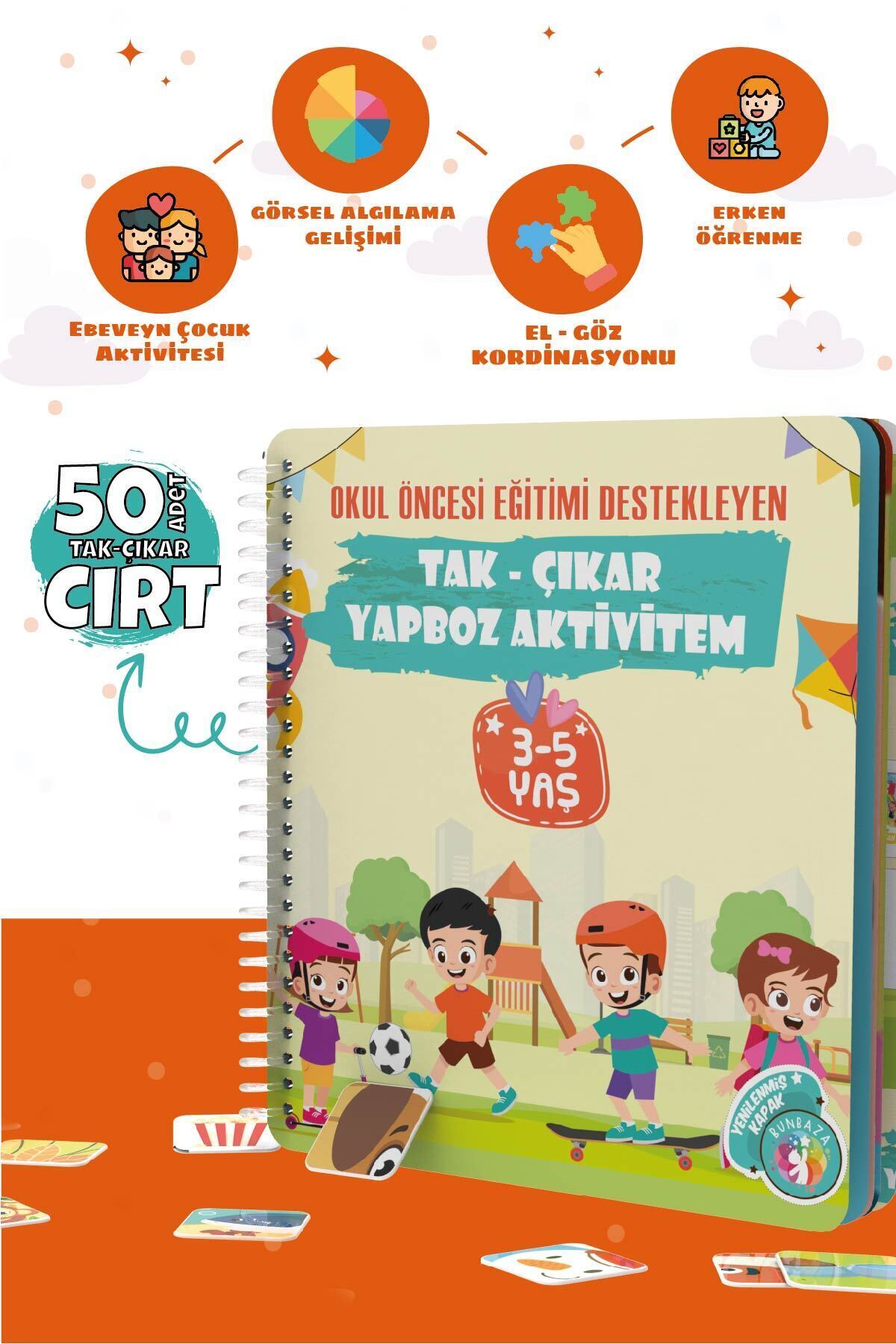 Bunbaza Tak-çıkar 2 Li Set Aktivite Cırtlı Kitabım Minik Ayı 44 Adet Cırt Çiftlik Hayatı 42 Adet Cırtlı fotoğrafı 3 (önizleme)