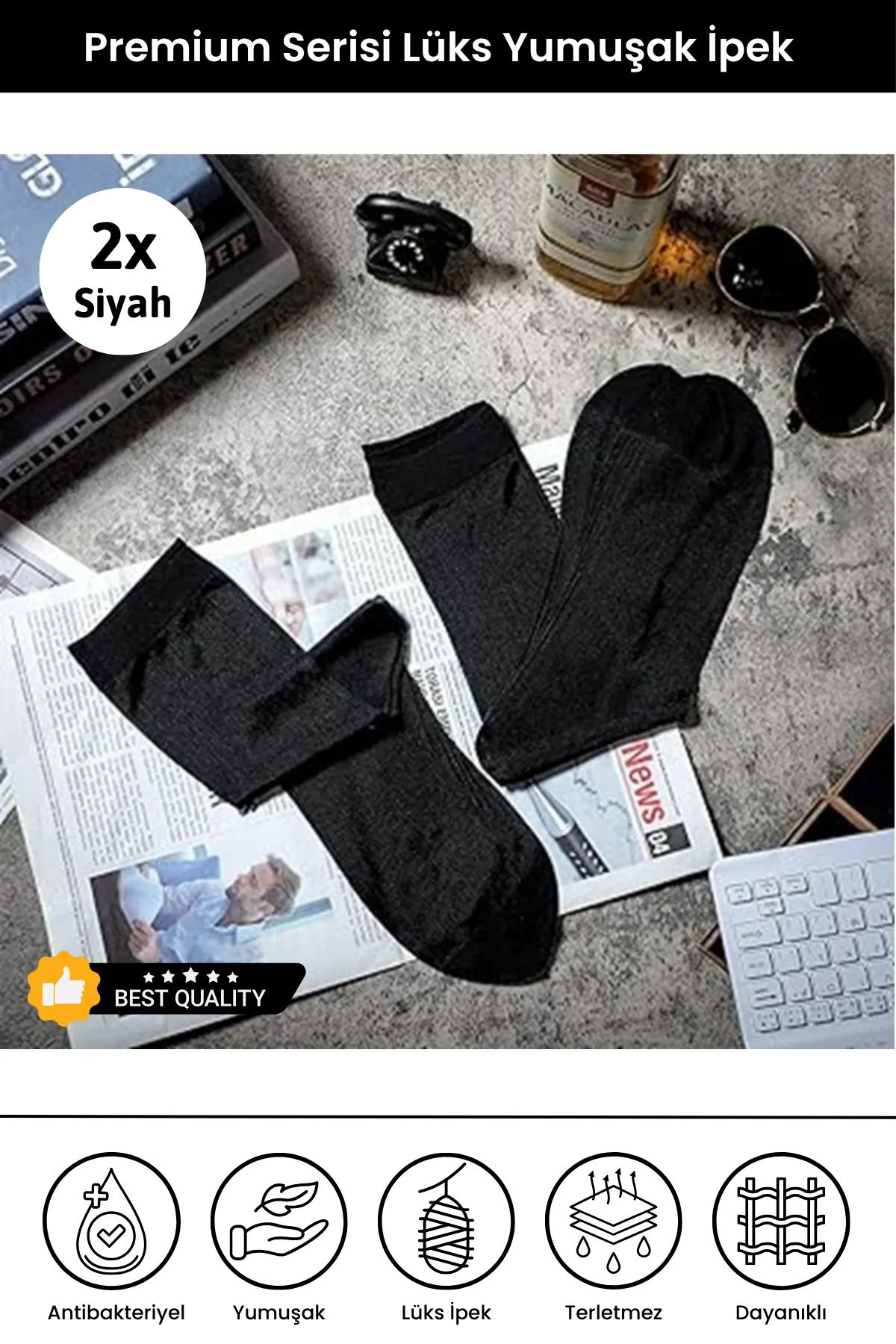 Dore Erkek Orijinal 2 Adet Lüks İpek Yumuşak Konfor Modeli Takım Elbise Pantolon Klasik & Şık İpek Çorap