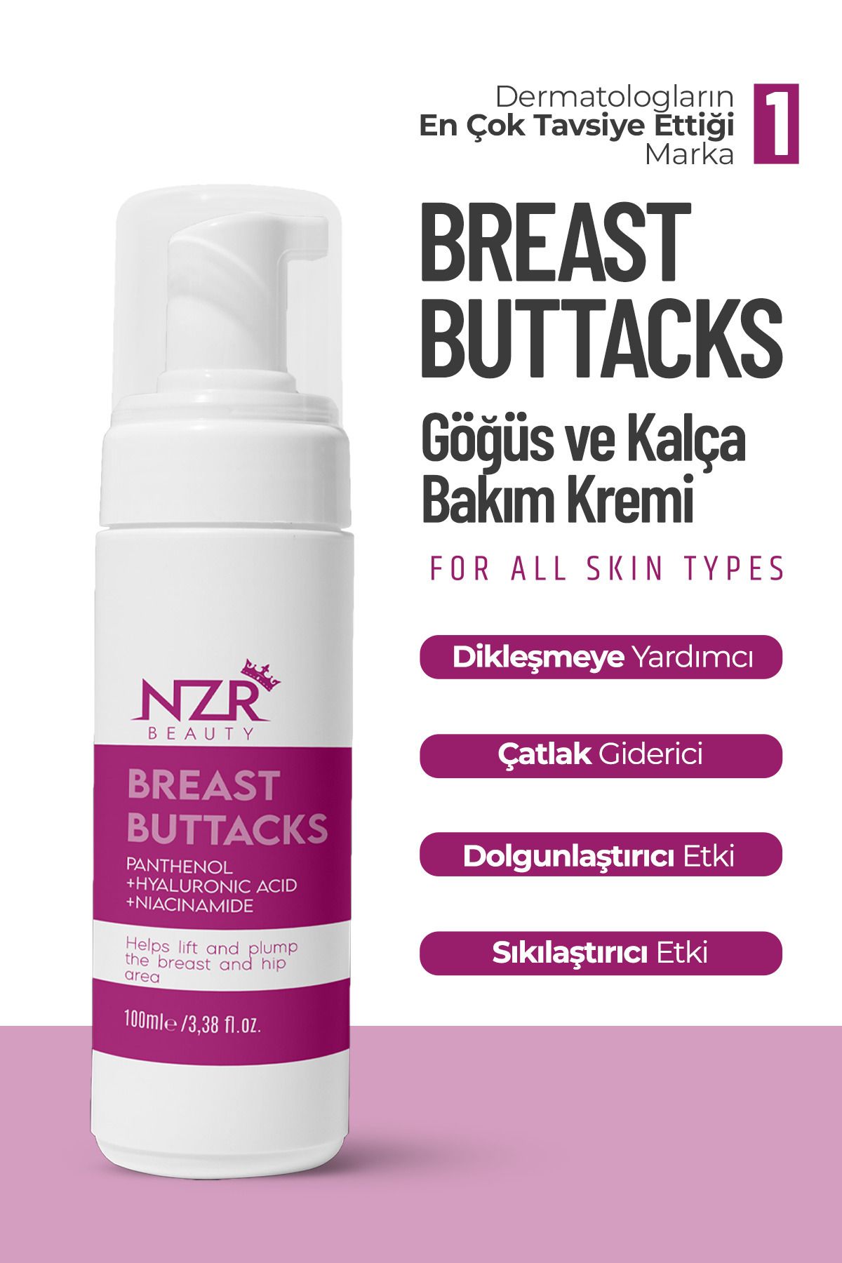 NZR BEAUTY Gögüs Dikleştirici1 & Kalça Dolgunlaştırıcı Sıkılaştırıcı Çatlak Giderici Bakım Kremi 100 ml