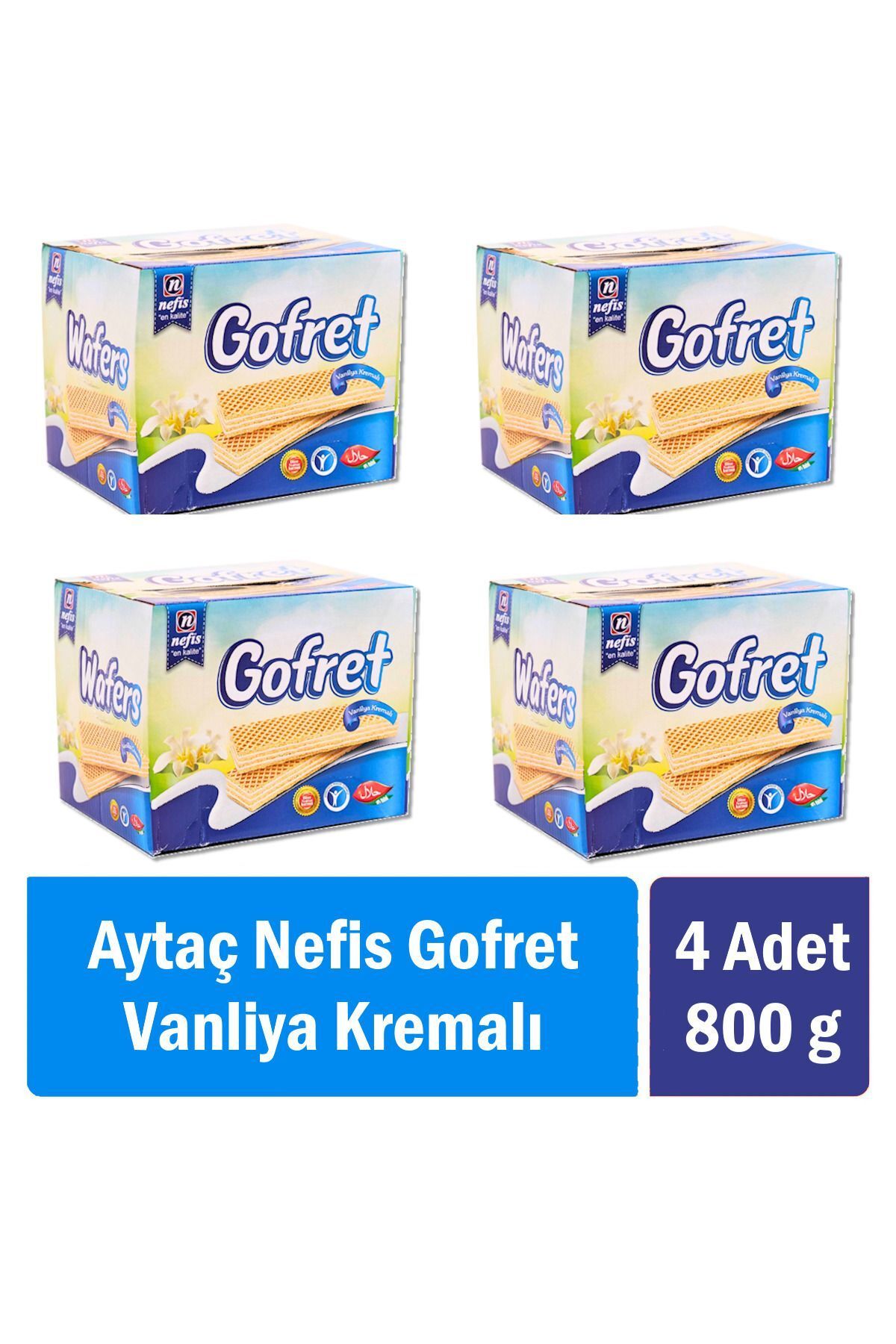 Aytaç Nefis Gofret Vanilya Kremalı 800 gr X 4 Adet