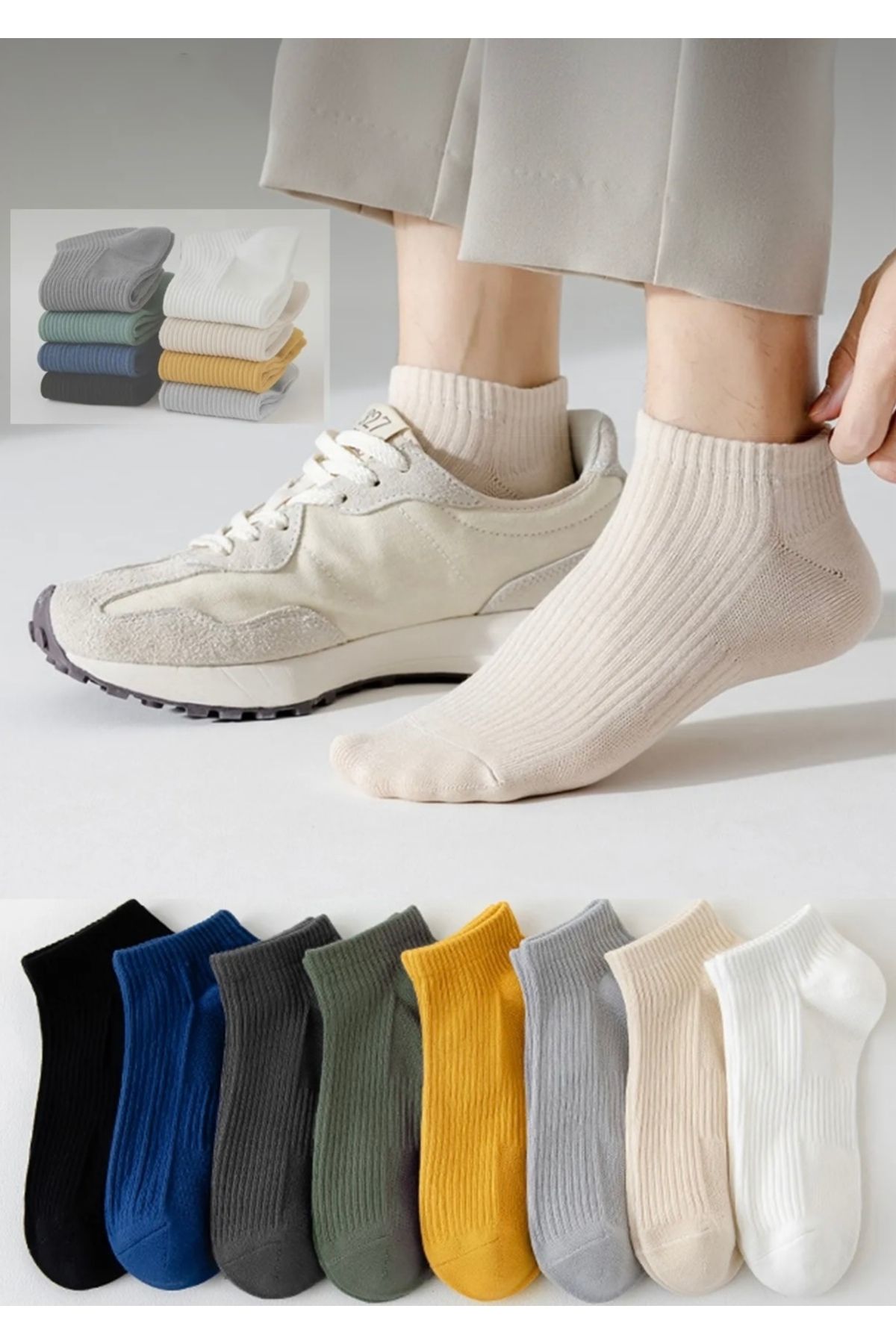 Bestrend 8’li Unisex Renkli Çizgili Kısa Çorap