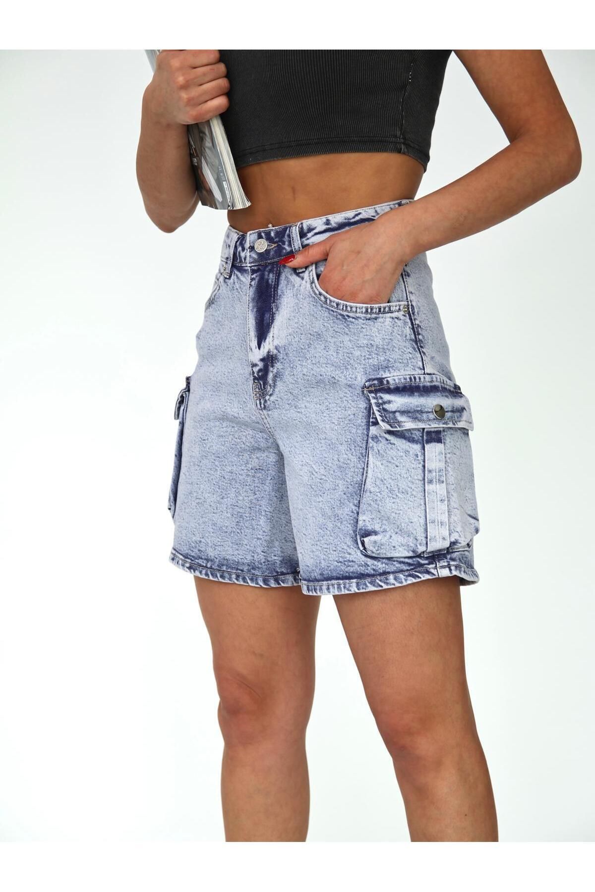 Zeo Basic-Denim Shorts with Cargo Pocket and Pen Detail 6