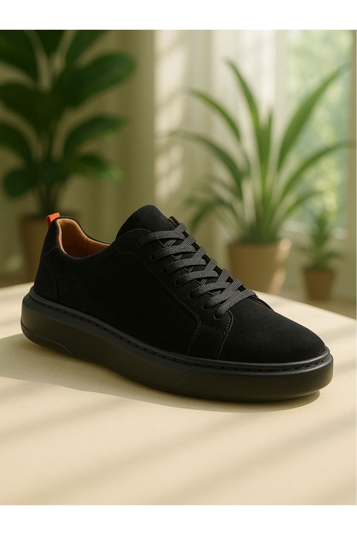DERWARDEIN Siyah Süet Erkek Spor Ayakkabı Hakiki Deri - Günlük Sneaker Modeli