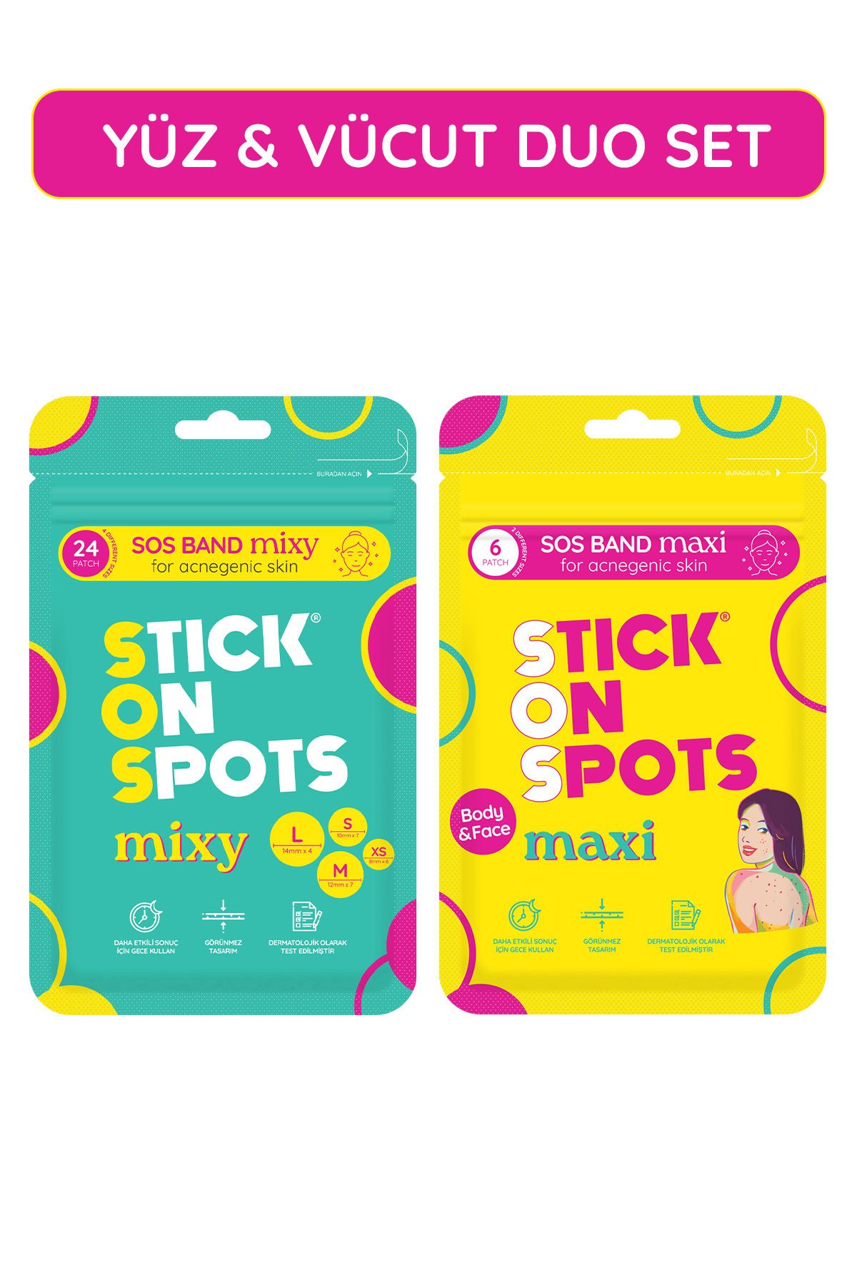 Stick On Spots Maxi-mixy: Yüz & Vücut Duo Set
