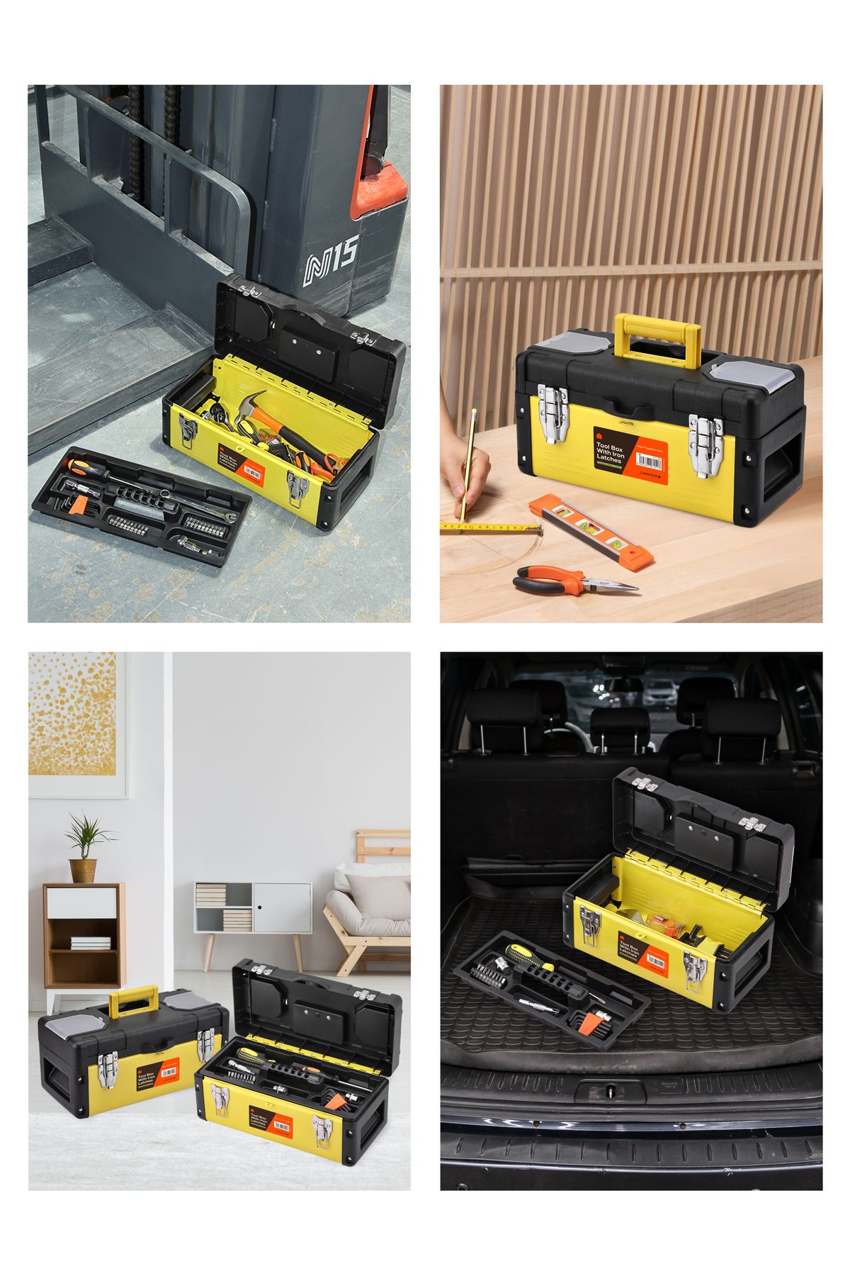 Lawazim-Tool Box with Iron Latches -17inch- Durable and Portable Toolbox with Removable Tray 7