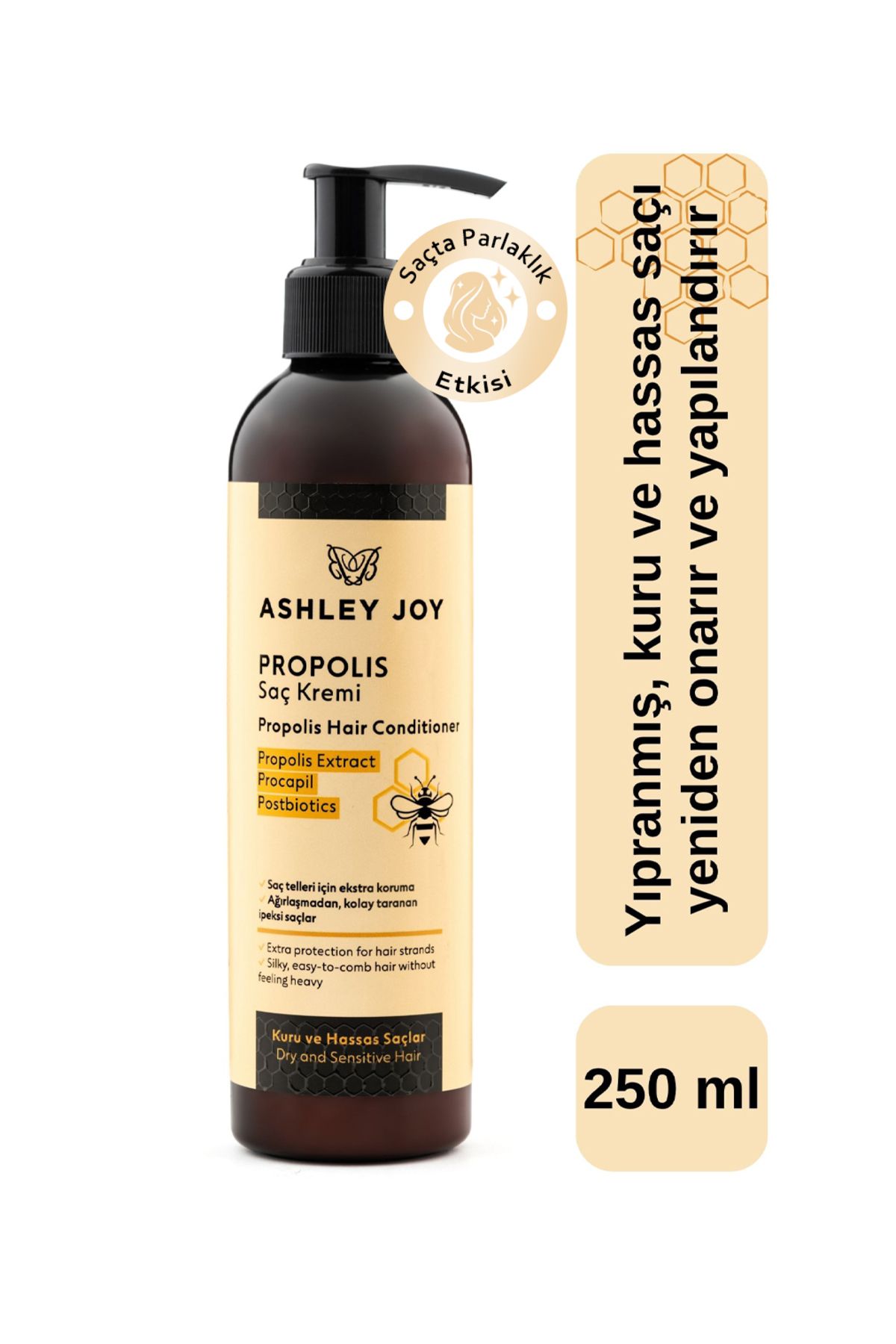 ASHLEY JOY Kuru ve Hassas Saçlar İçin Besleyici Onarıcı Propolis Saç Kremi