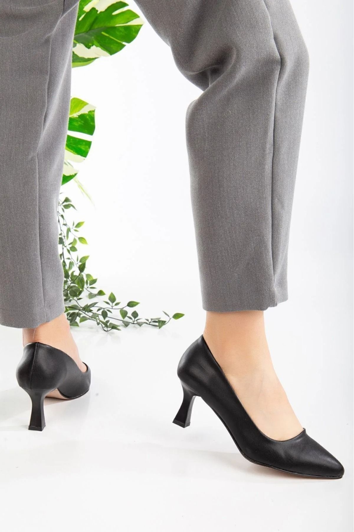 macella Stiletto Siyah Kadın Topuklu Ayakkabı Konforlu Günlük Ve Özel Gün Ayakkabsı