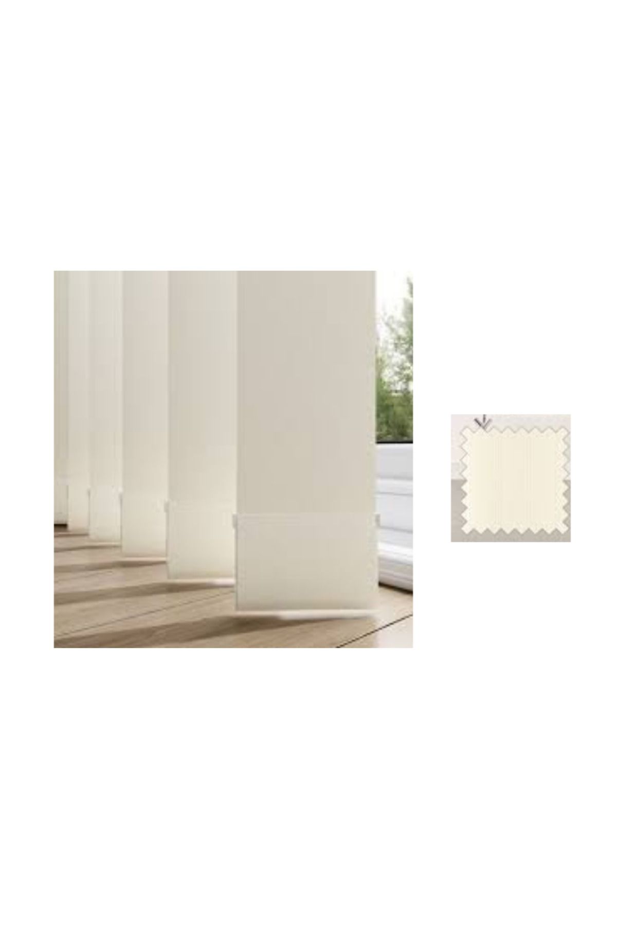 Özel Jaluzi-Full Open and Full Covered Cream Vertical Curtain - Rotatable Fabric 2