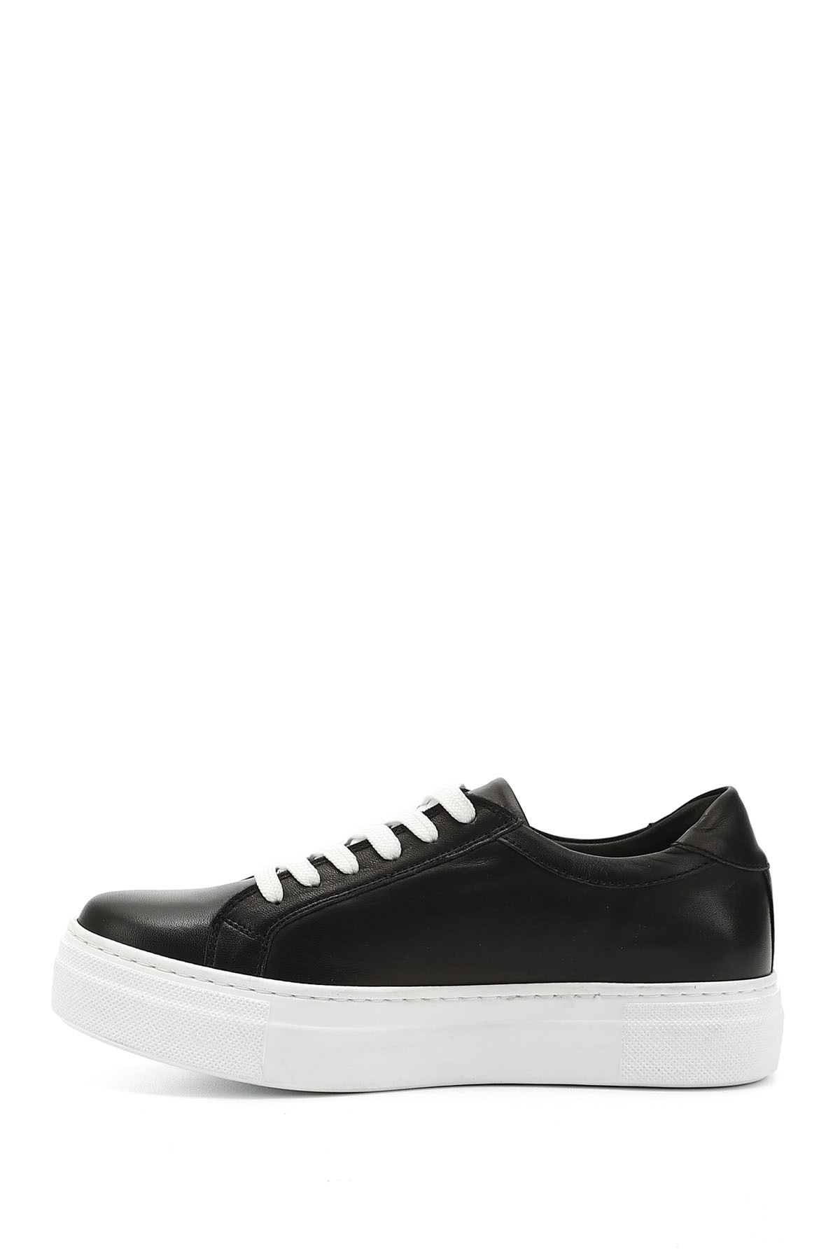 GÖNDERİ(R)-Schwarzer Damen-Schnürsneaker aus echtem Leder mit gepolsterter Sohle 4