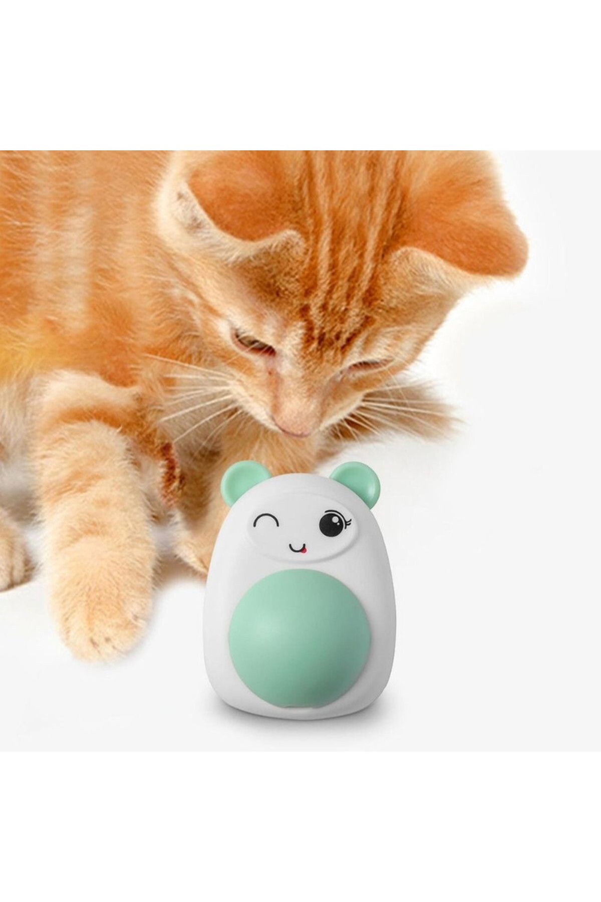Evelise-Set of 3 Toys for Cats, Penguin Pattern, 360° Rotating Catnip Ball, 6 cm, Blue 8