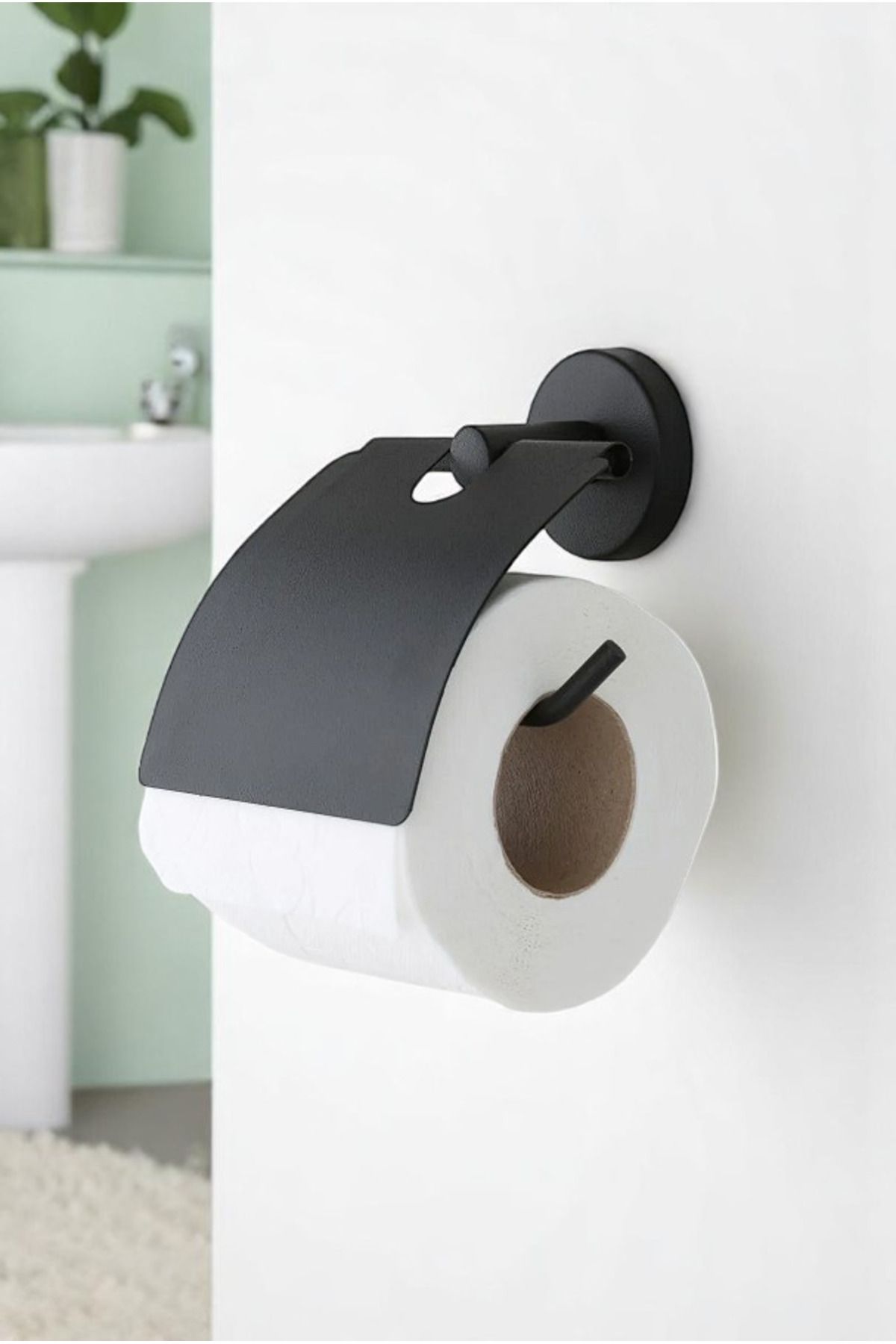 Magic Objects Yapışkanlı Kapaklı Tuvalet Kağıdı Askısı, Kolay Montajlı Kapaklı WC Kağıtlığı Peçeteliği Tutacağı