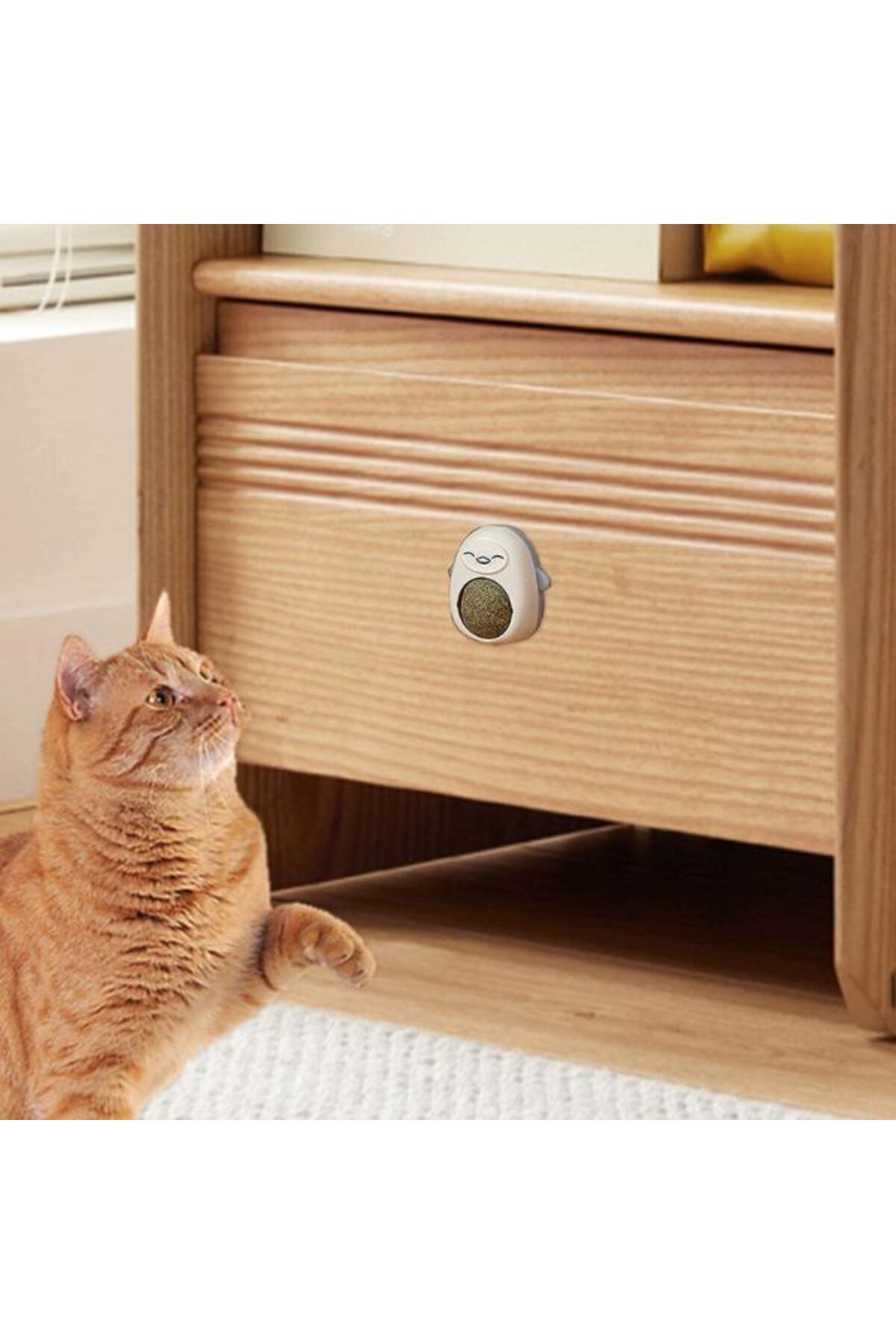 Evelise-Jucărie interactivă model pinguin pentru pisici cu bilă rotativă la 360° din iarbă catnip, 4,3 x 6 cm 7