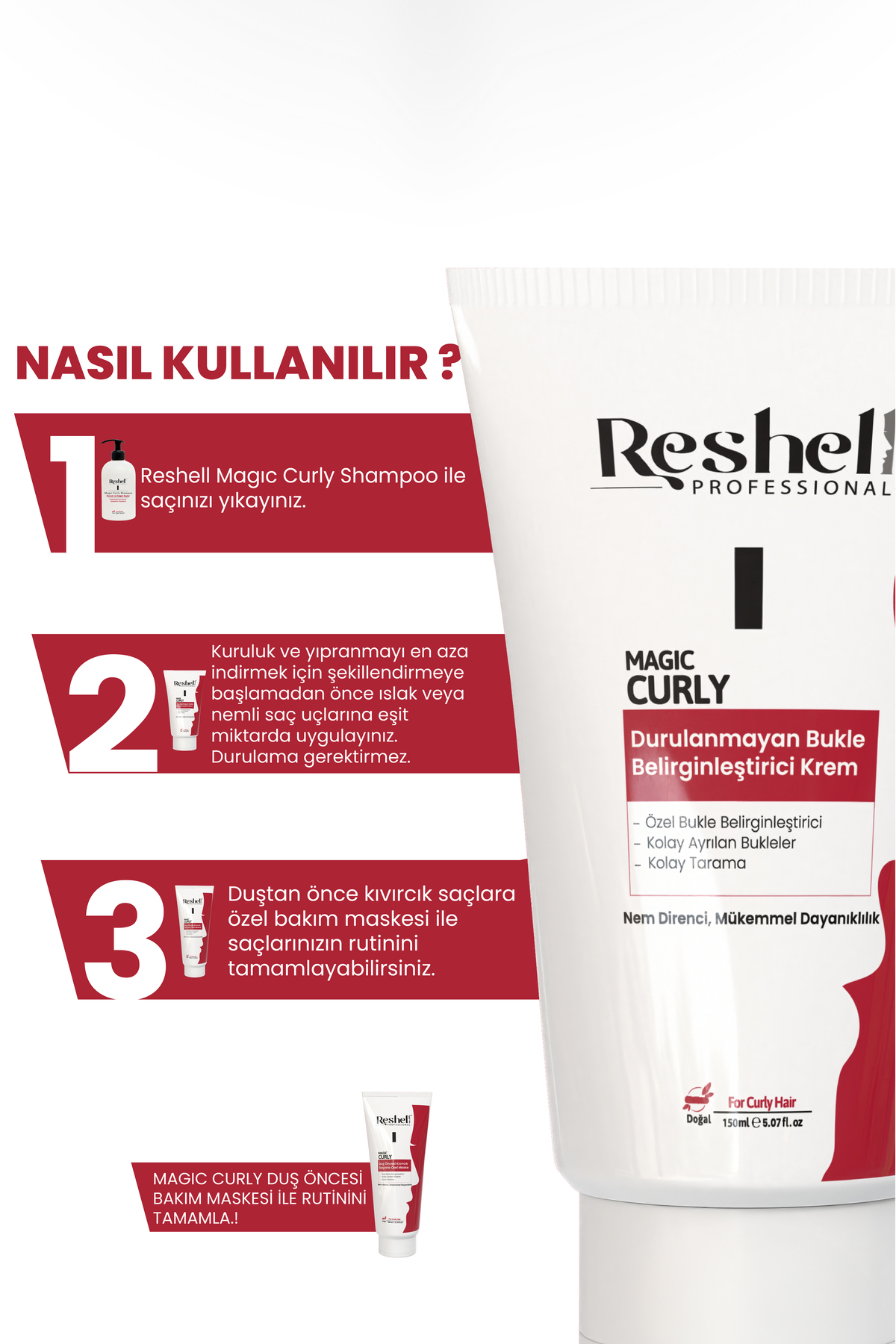 Durulanmayan Bukle Belirginleştirici Saç Bakım Kremi 150 ml — R-2013 — تصویر 4 از 7
