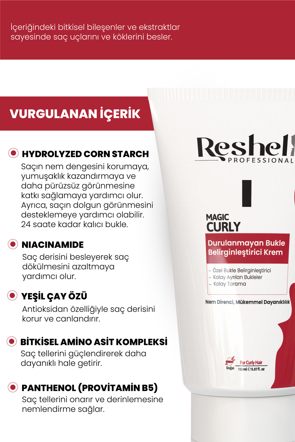 Durulanmayan Bukle Belirginleştirici Saç Bakım Kremi 150 ml — R-2013 — تصویر 3 از 7