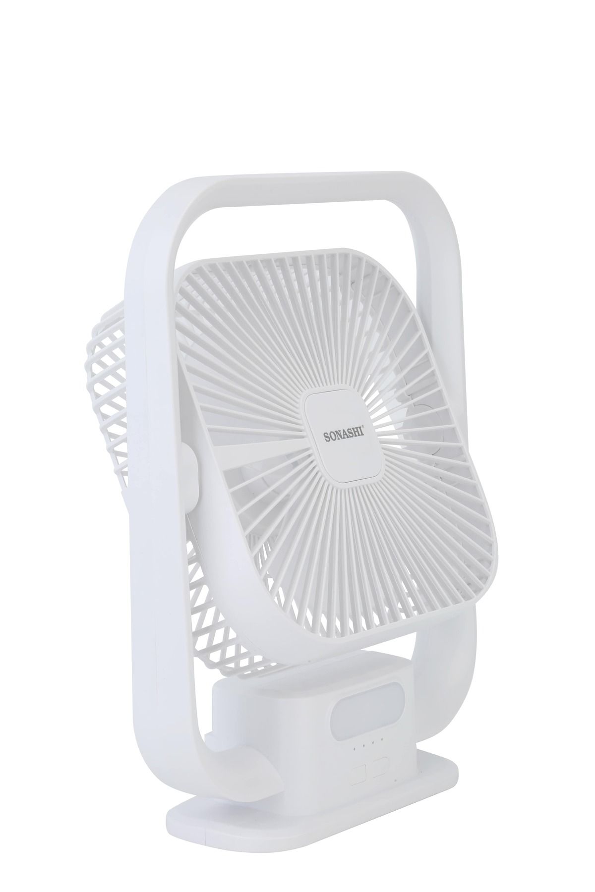 sonashi-8 Inch Rechargeable Table Fan With LED Light - 3 Speeds High/Medium/Low | Continuous Working Of 2 Ho 2