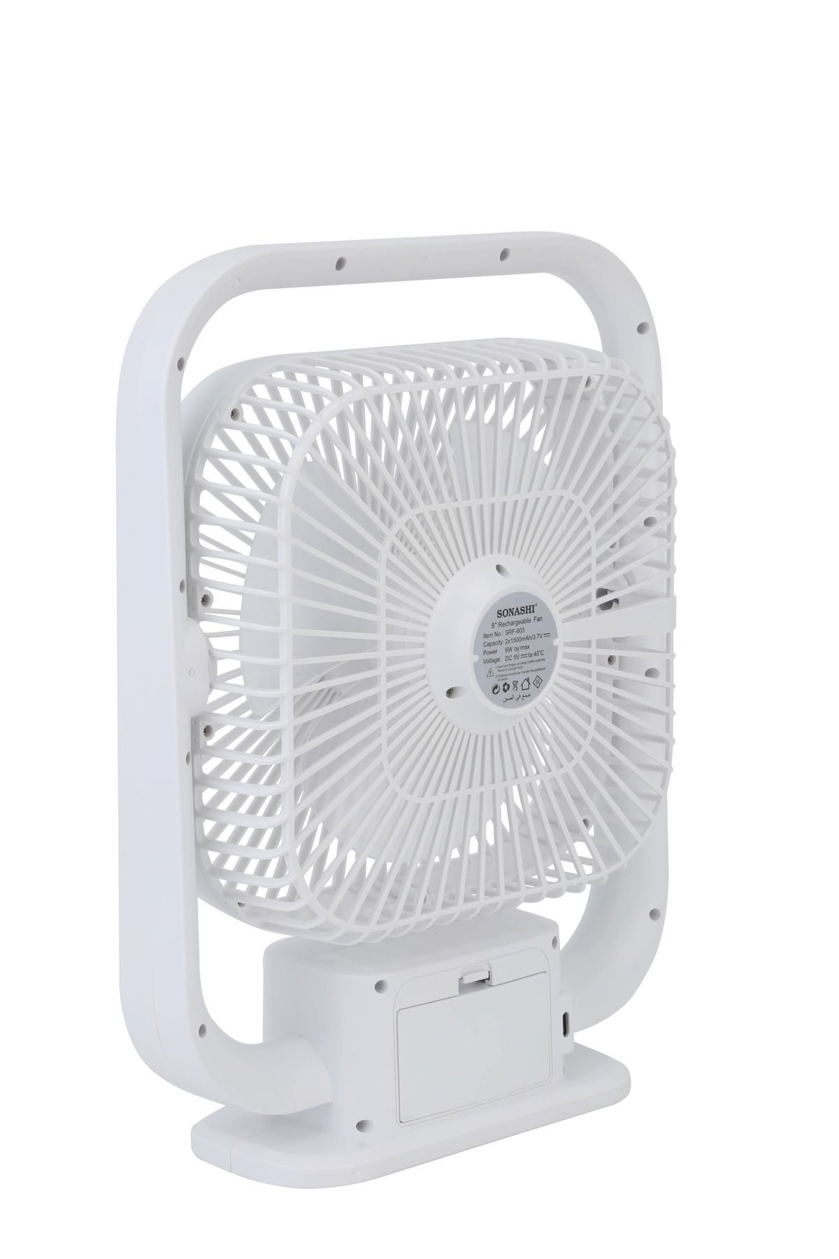 sonashi-8 Inch Rechargeable Table Fan With LED Light - 3 Speeds High/Medium/Low | Continuous Working Of 2 Ho 3