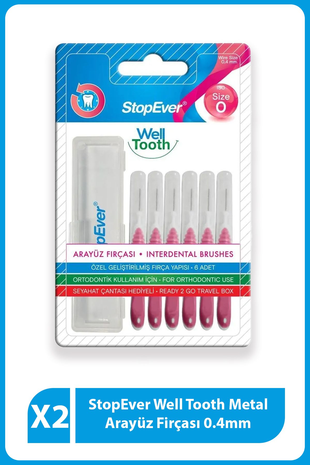 StopEver Well Tooth Metal Arayüz Firçası Pembe Size 0 X2