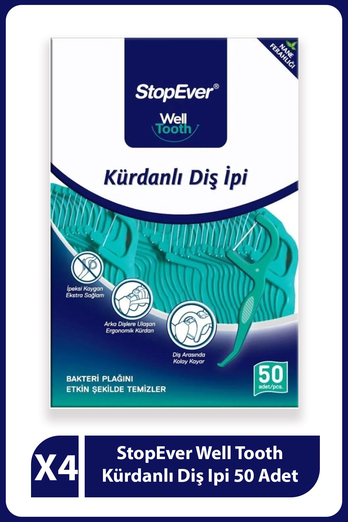 StopEver Well Tooth Kürdanlı Diş Ipi 50 Adet X5