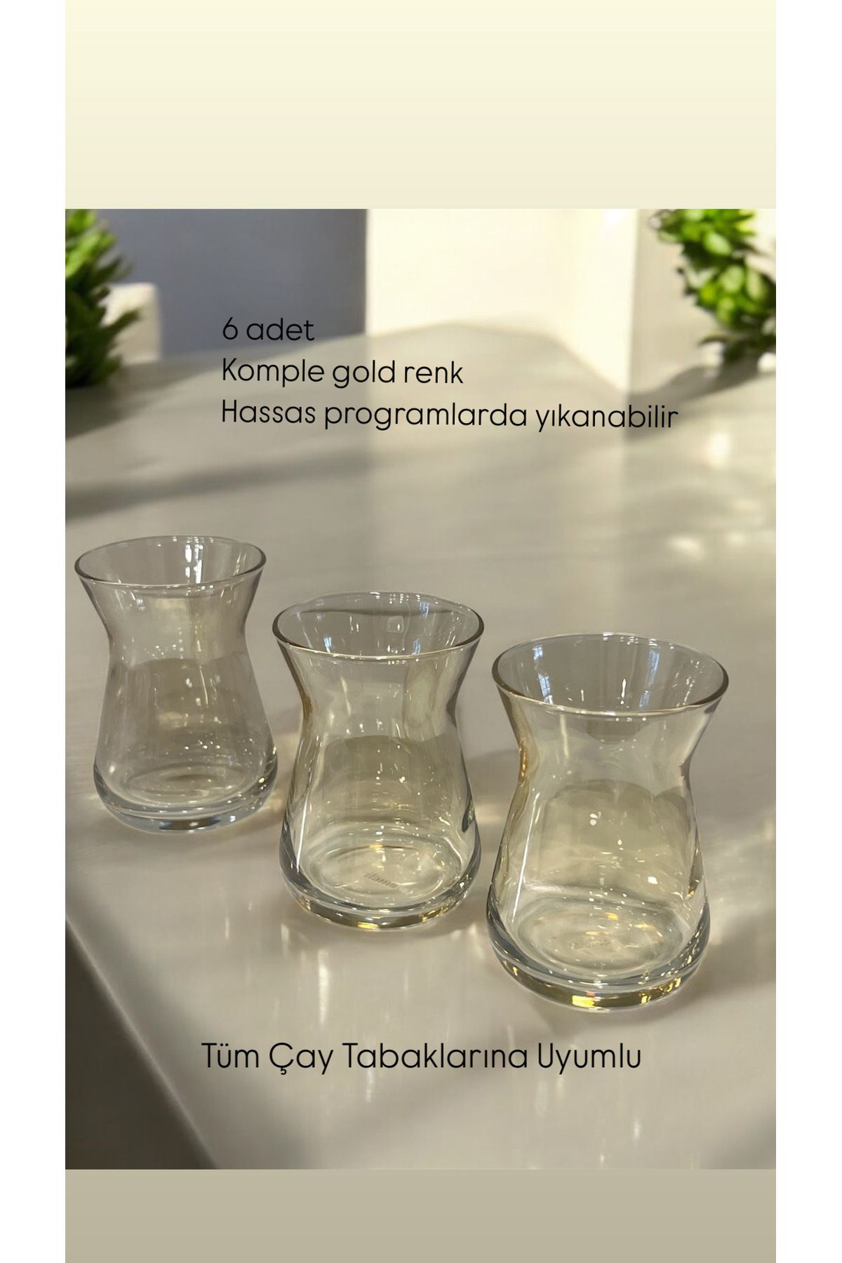 Tiamo İrem Çay Bardağı 6 'lı Gold