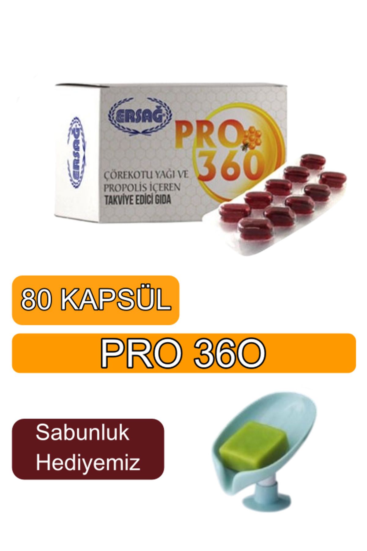 Ersağ Pro 360 ,propolis Ve Çörekotu Yağı Içeren Gıda Takviyesi - ( Sabunluk Hediyemiz ) 2052-07